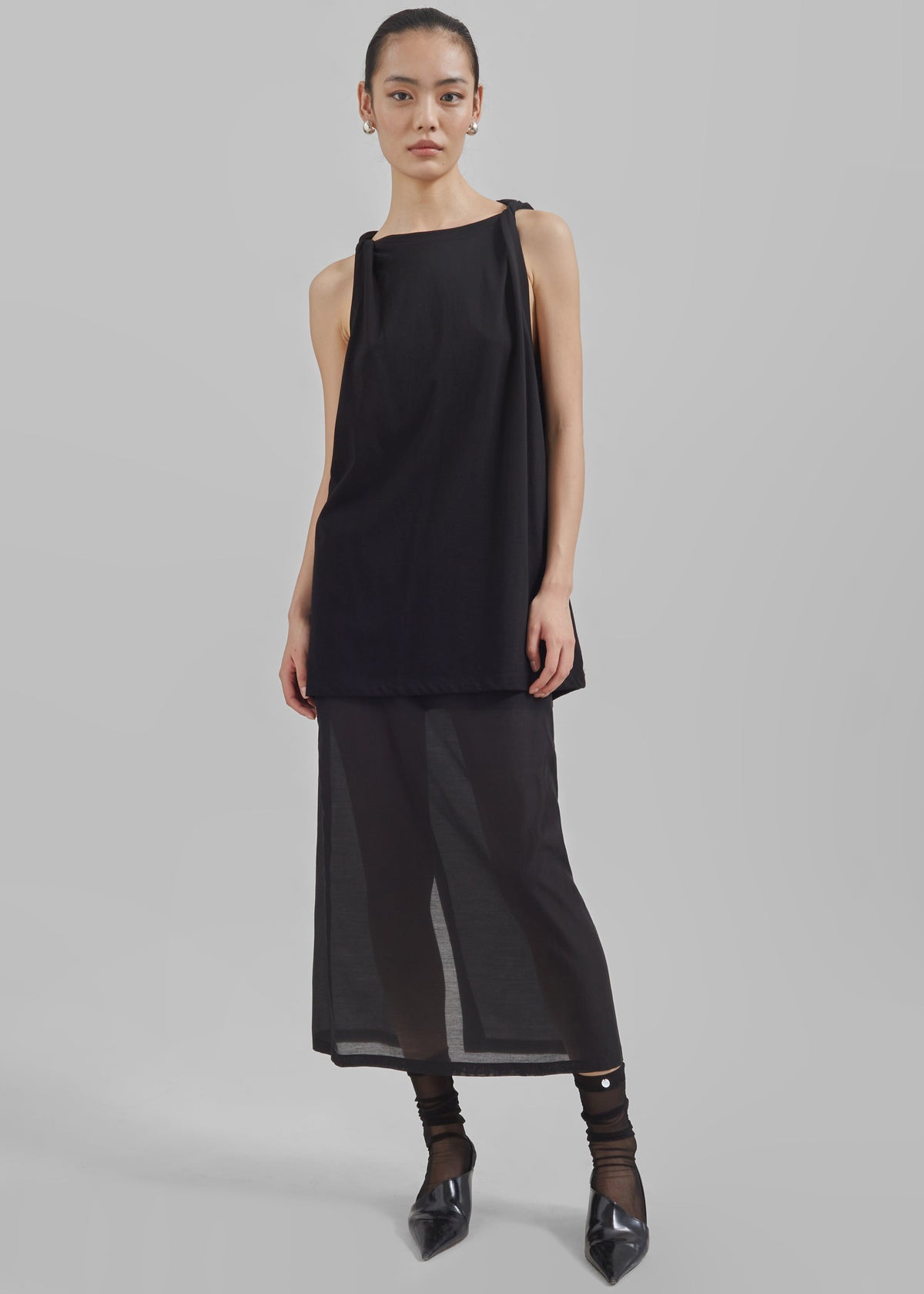 Lenore Semi Sheer Midi Skirt - Black – view 4 of 9