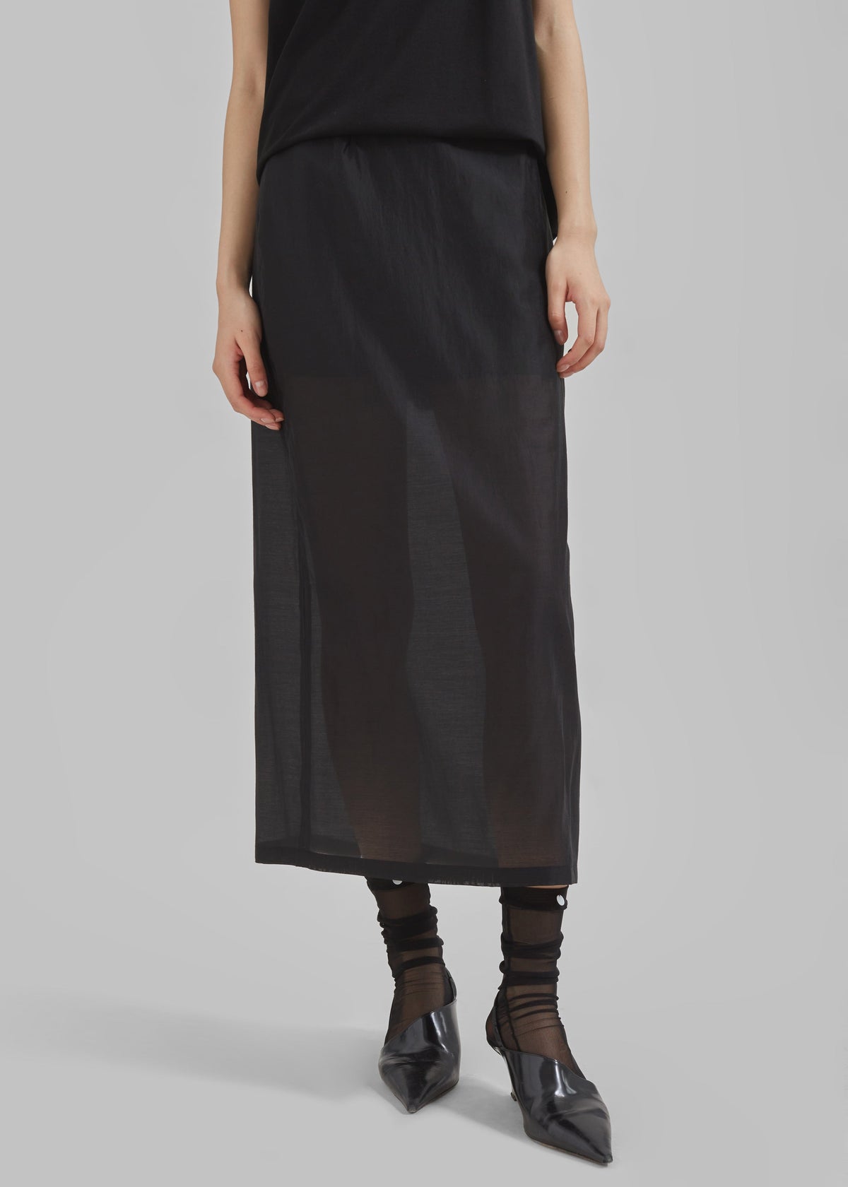 Lenore Semi Sheer Midi Skirt - Black – view 6 of 9