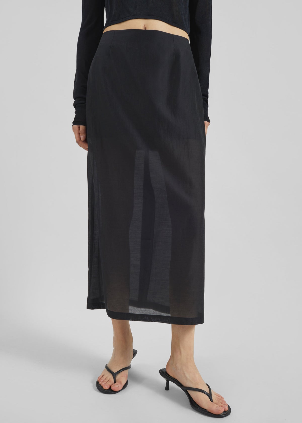 Lenore Semi Sheer Midi Skirt - Black – view 2 of 9