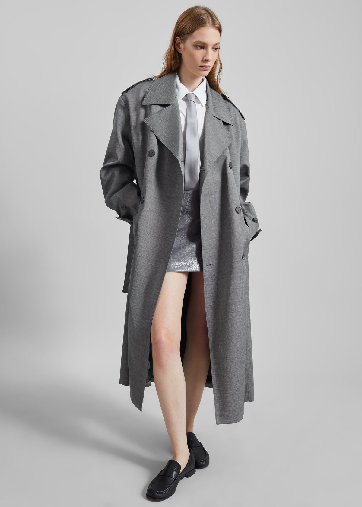 Leona Croc Faux Leather Mini Skirt - Grey – view 4 of 9