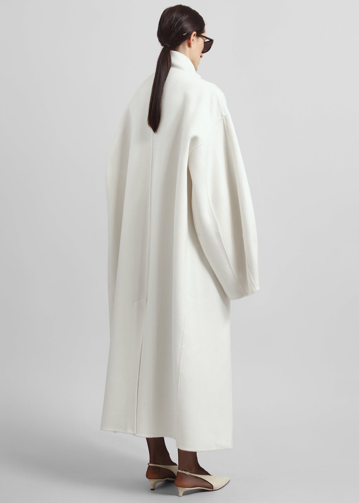 Leroy Funnel Neck Wool Coat - White – view 6 of 7