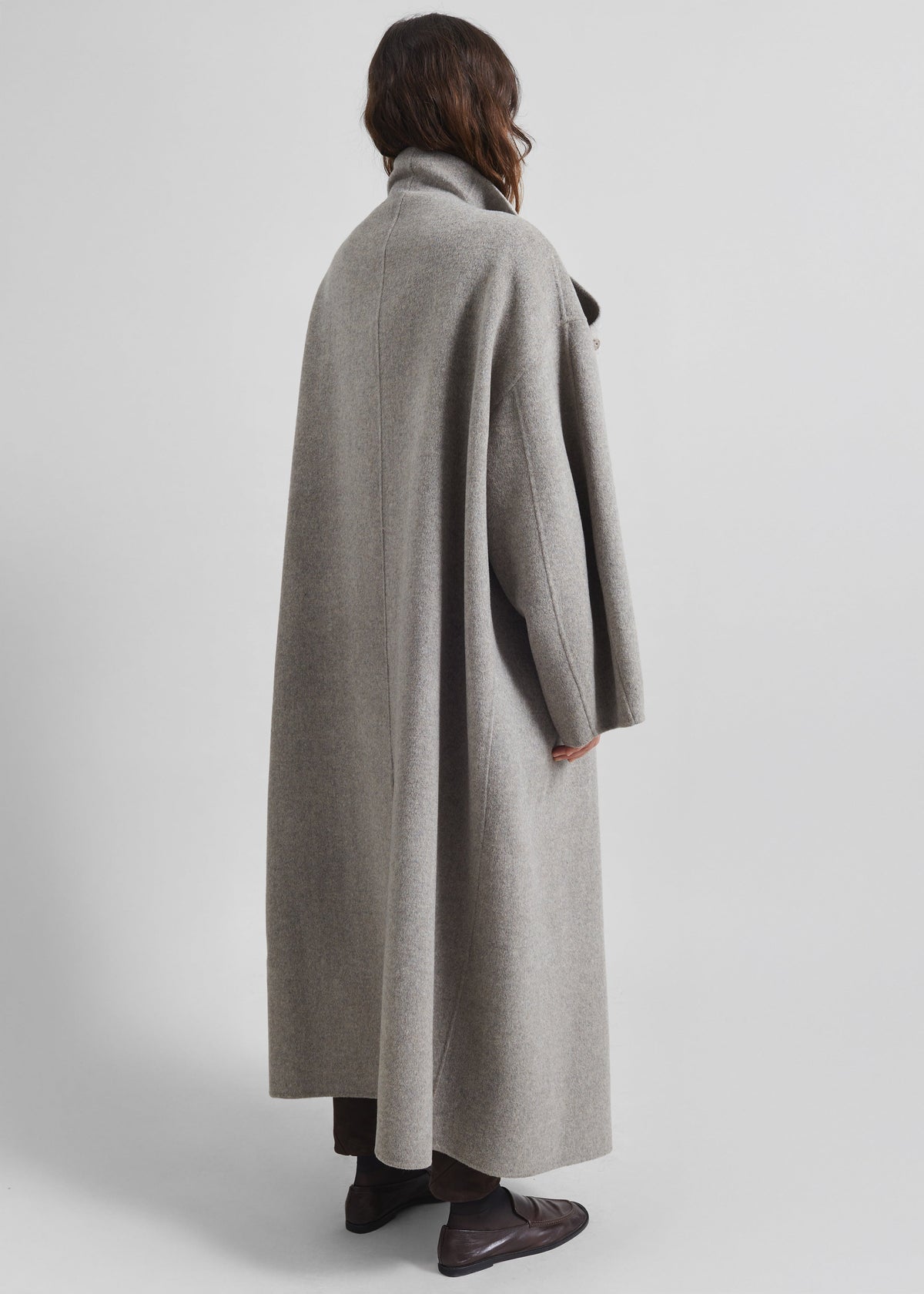 Leroy Reversible Funnel Neck Wool Coat - Beige – view 6 of 7