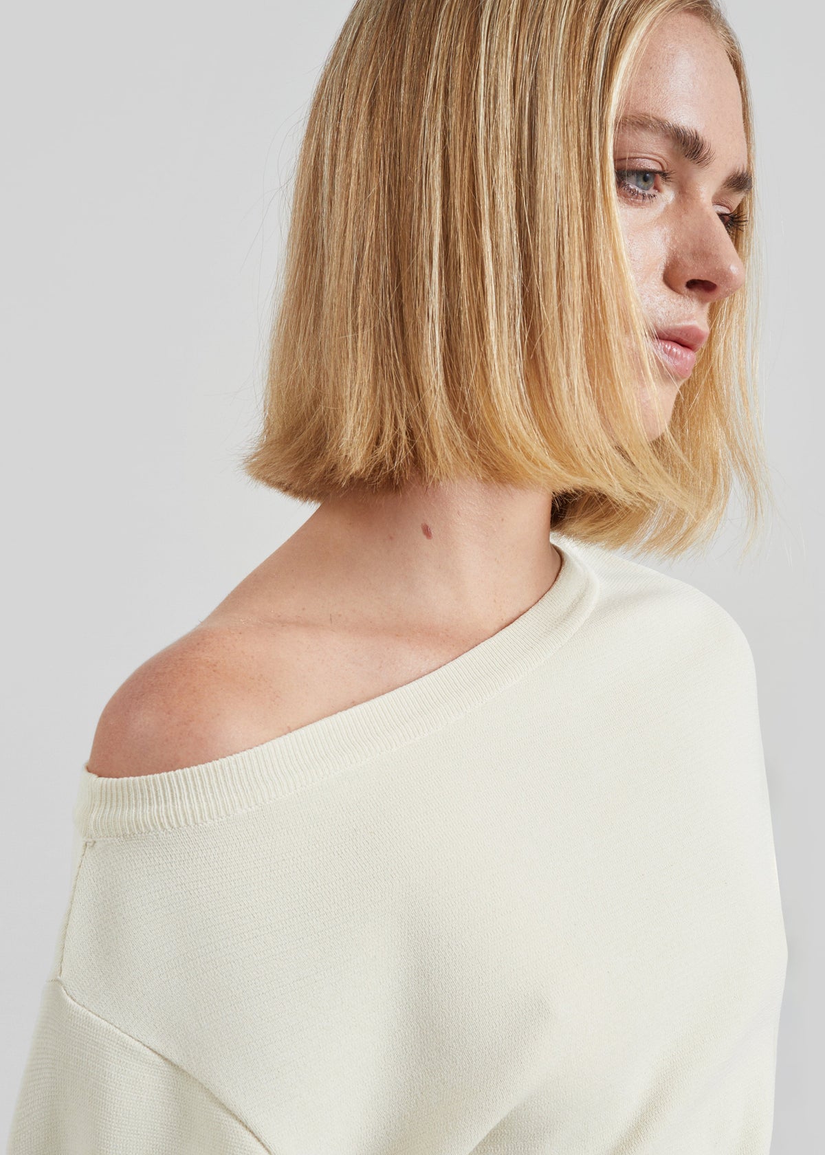 Lessay Asymmetric Knit Pullover - Cream – view 6 of 7