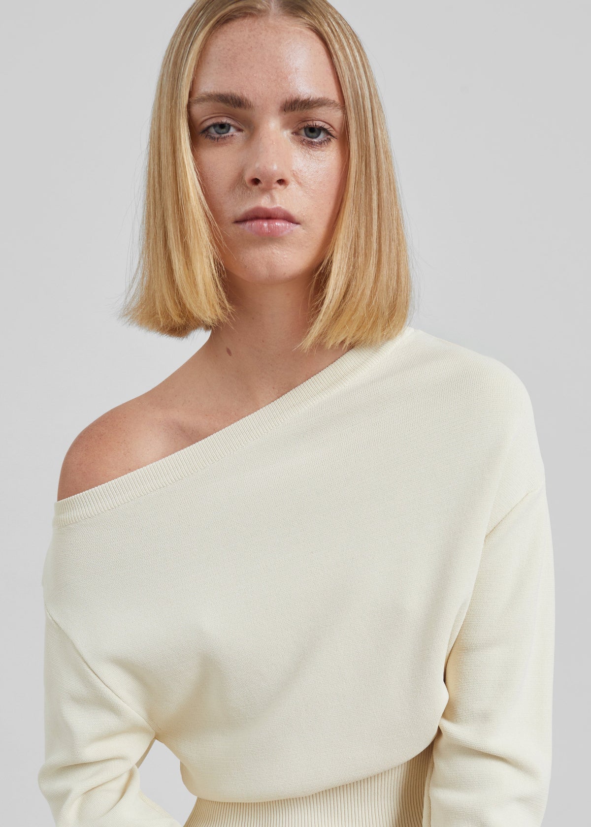 Lessay Asymmetric Knit Pullover - Cream – view 1 of 7