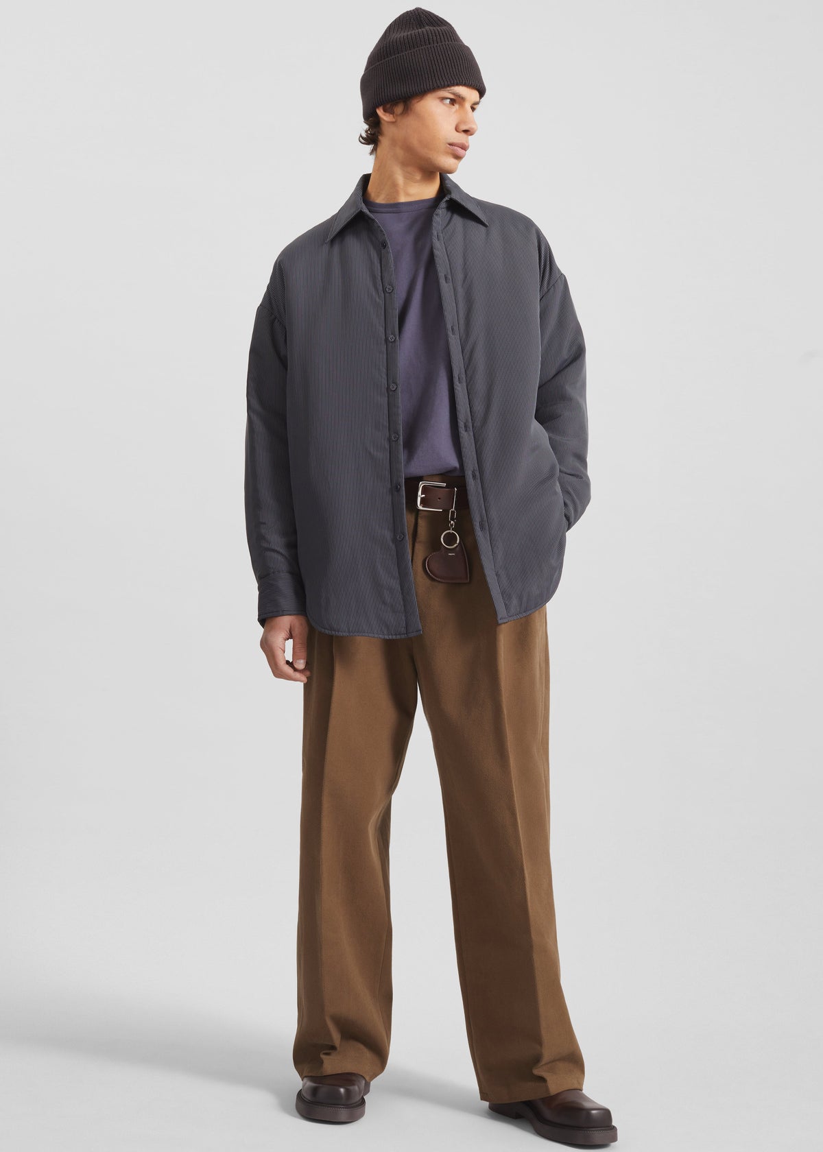 Levidi Padded Overshirt - Navy/White Pinstripe – view 2 of 6