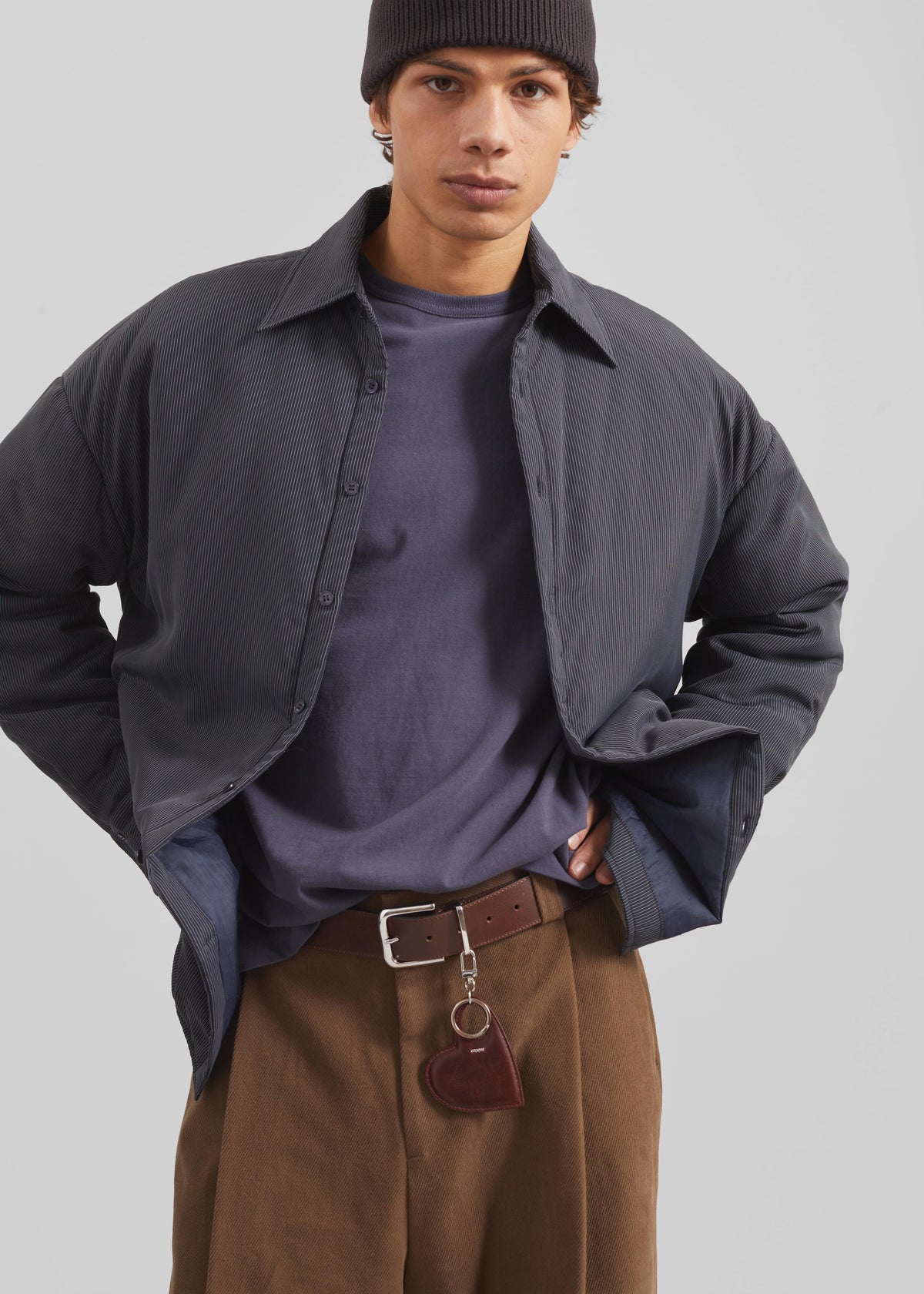 Levidi Padded Overshirt - Navy/White Pinstripe – view 4 of 6