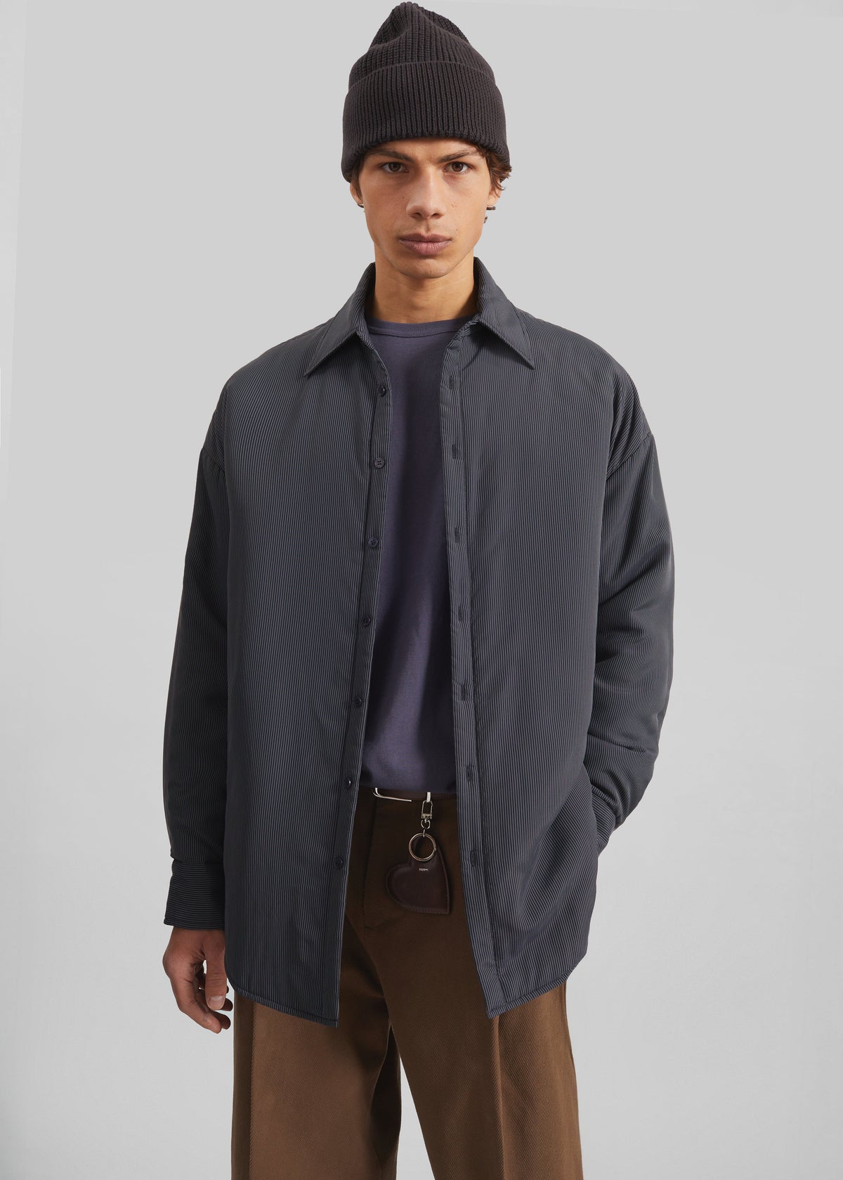 Levidi Padded Overshirt - Navy/White Pinstripe – view 1 of 6