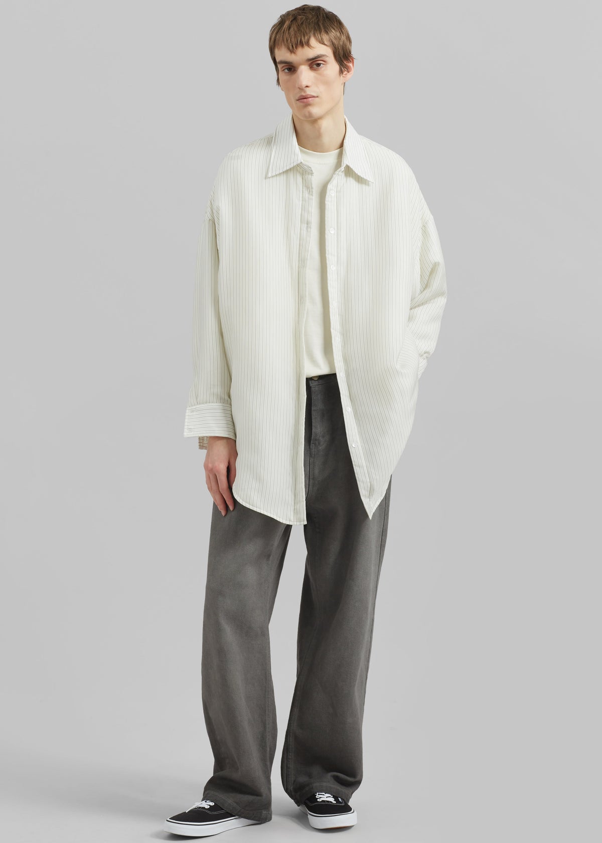 Levidi Padded Overshirt - White/Black Stripe – view 3 of 8