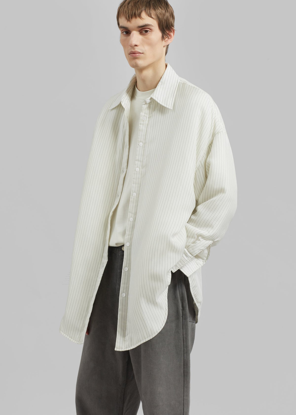 Levidi Padded Overshirt - White/Black Stripe – view 4 of 8