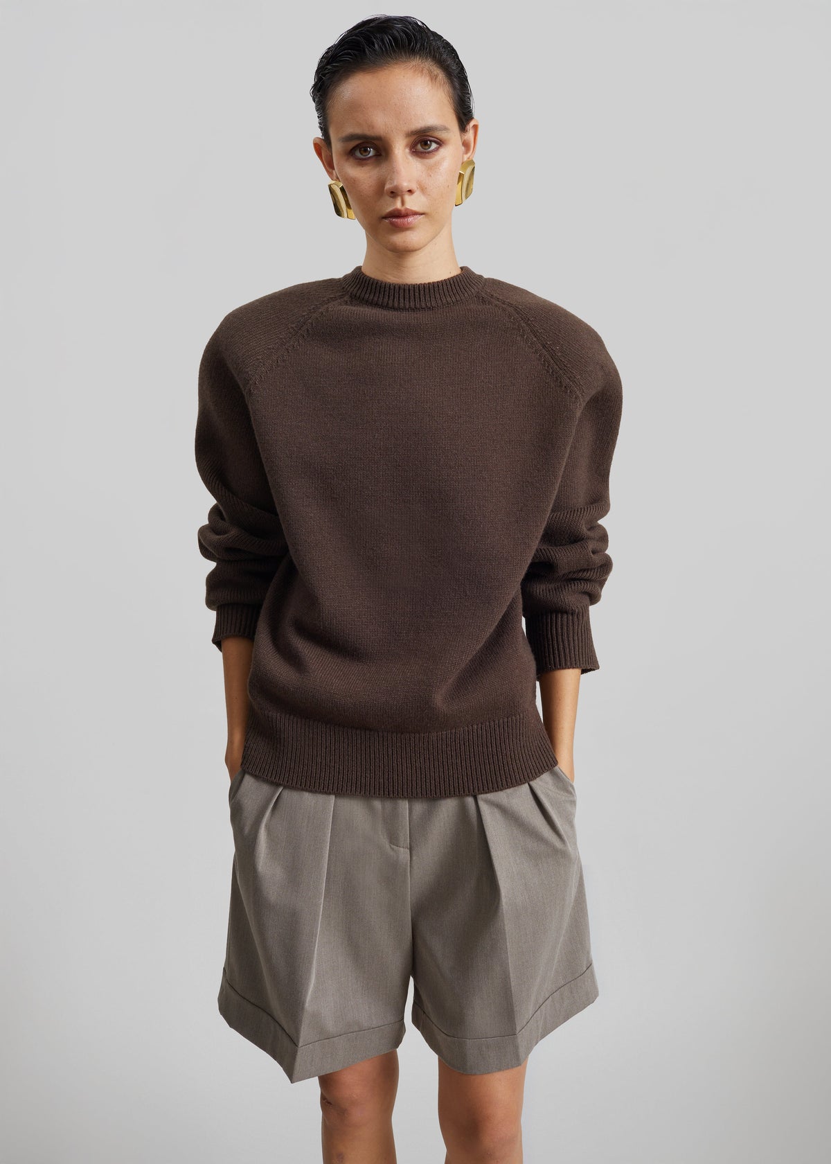 Lina Padded Sweater - Brown – view 2 of 8