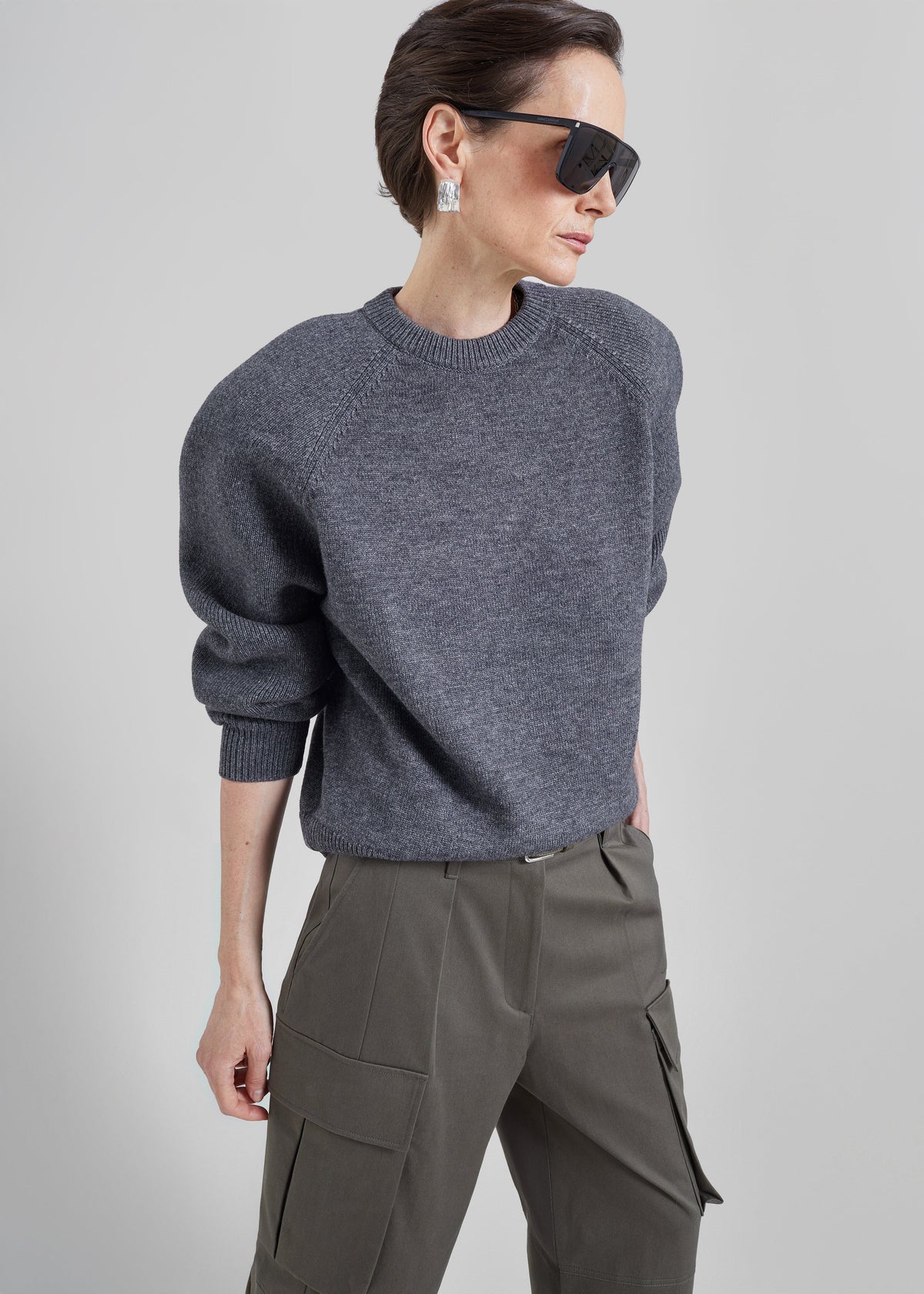 Lina Padded Sweater - Dark Grey – view 1 of 9