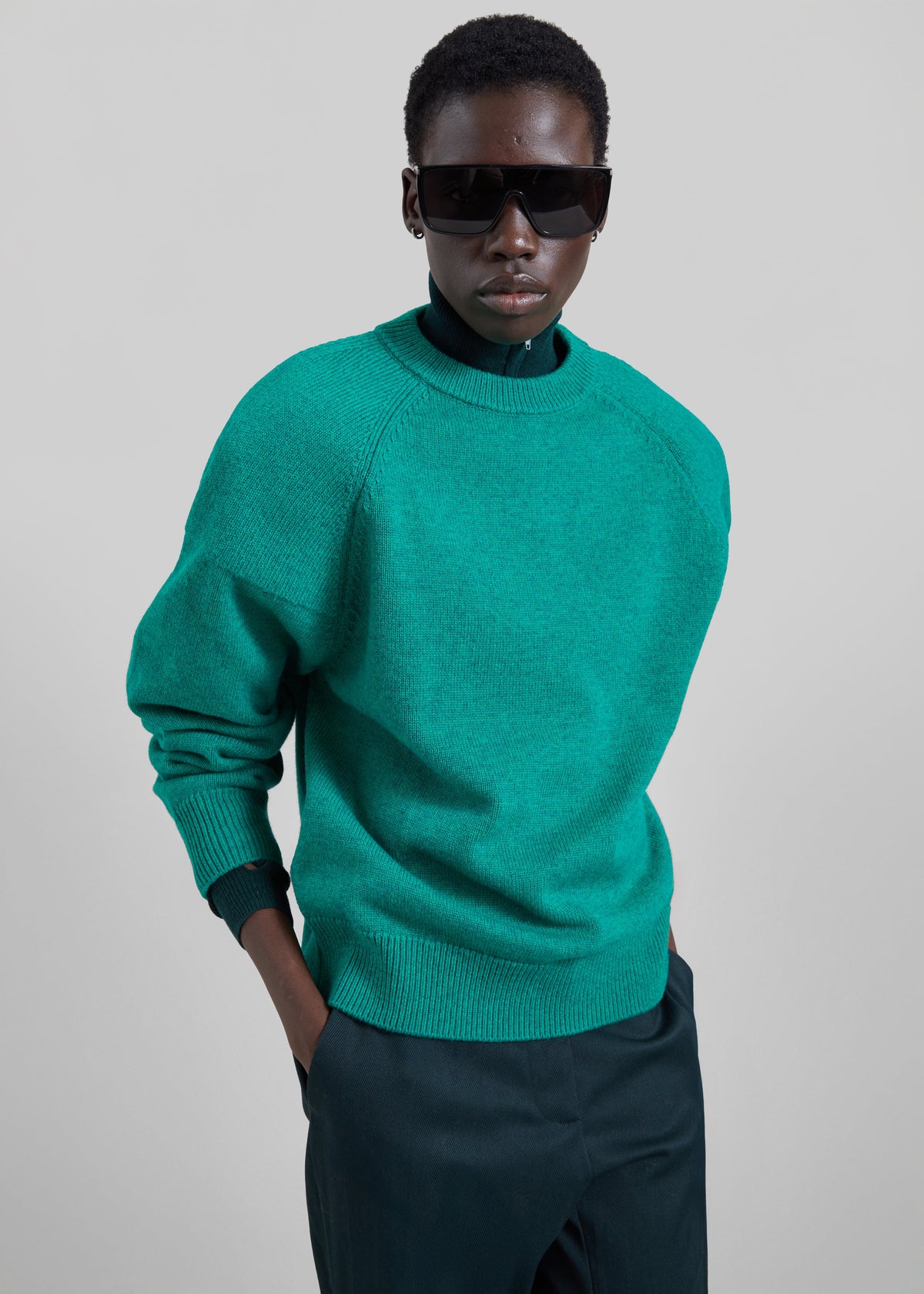 Lina Padded Sweater - Kelly Green – view 3 of 5