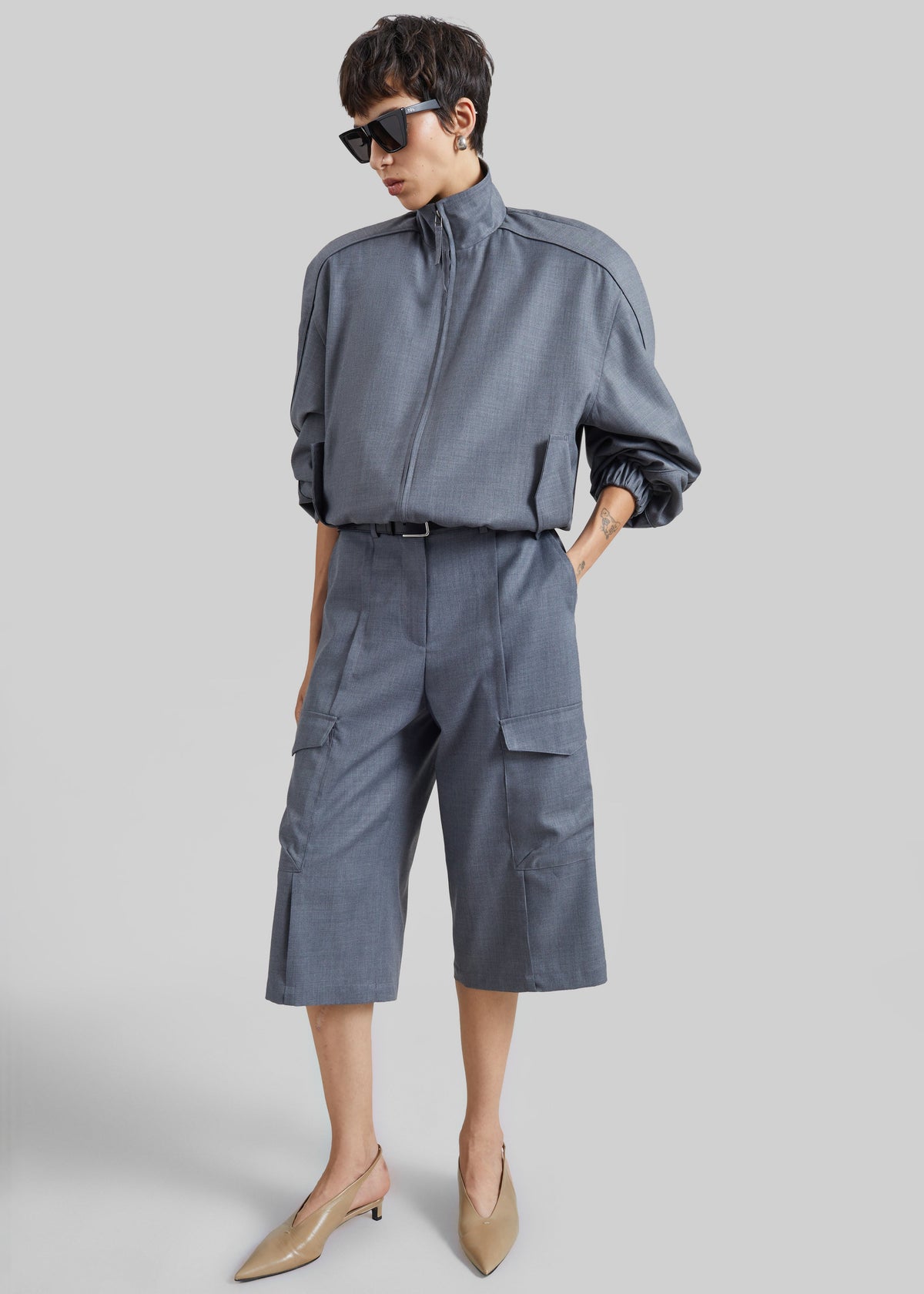Linar Cargo Bermuda Shorts - Grey Melange – view 1 of 8