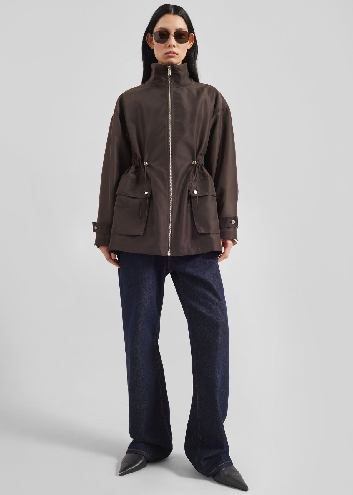 Linares Sheer Drawstring Jacket - Brown – view 3 of 10
