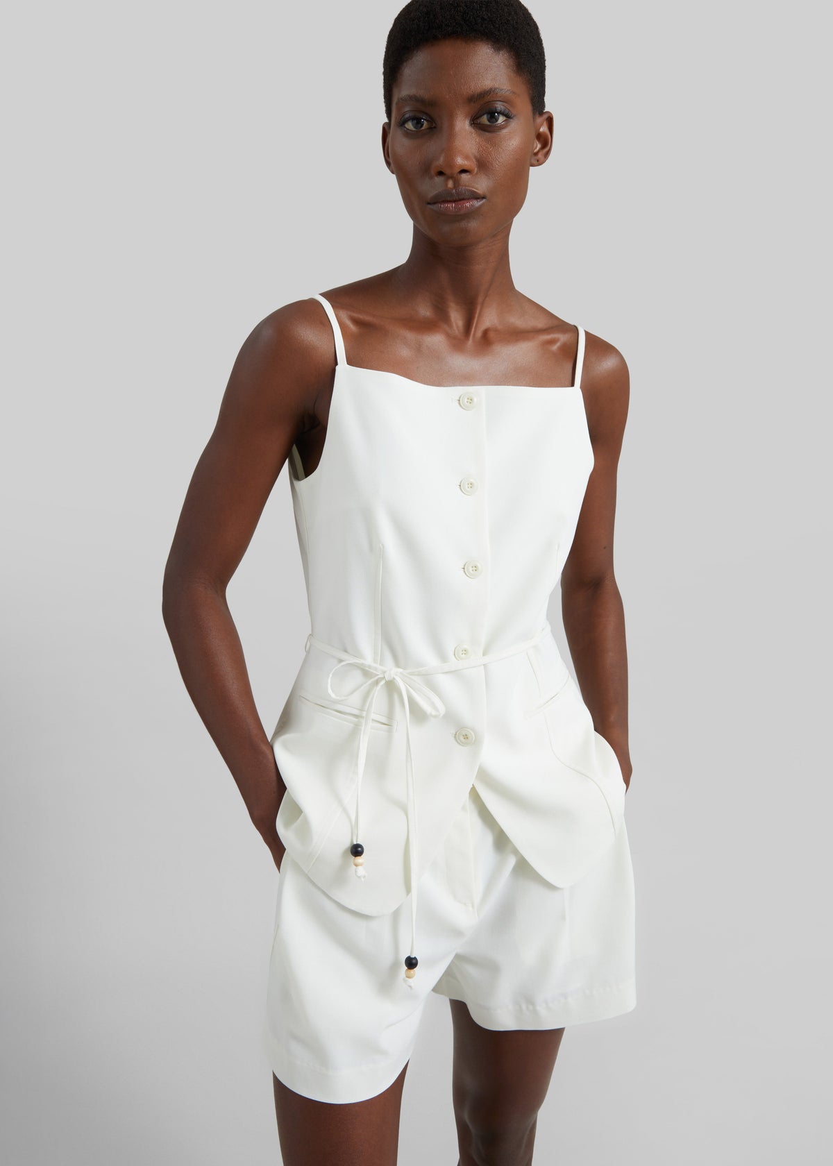 Lisboa Pleated Mini Shorts - Ivory – view 2 of 9