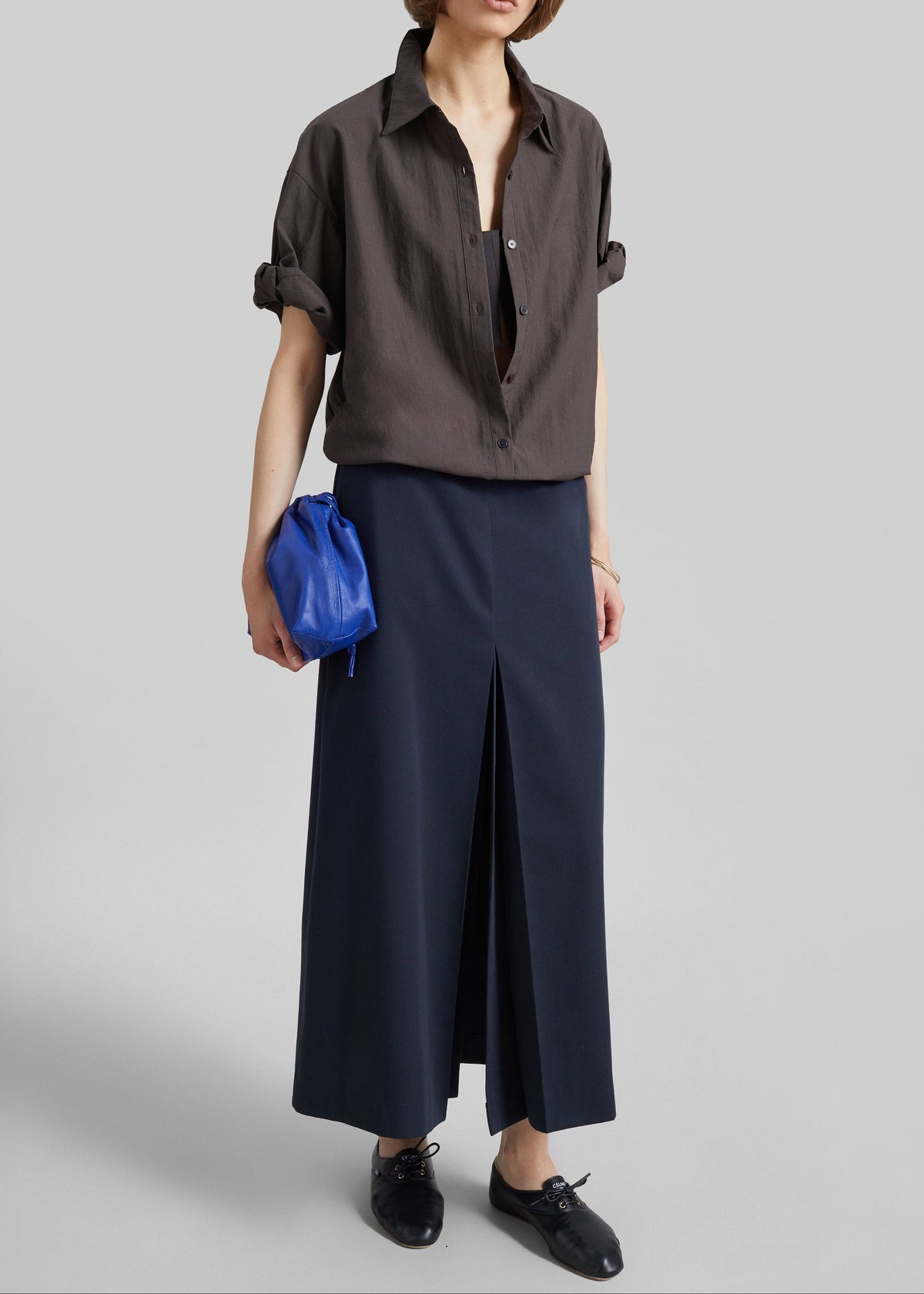 Lisle Front Slit Pencil Skirt - Navy – view 2 of 7