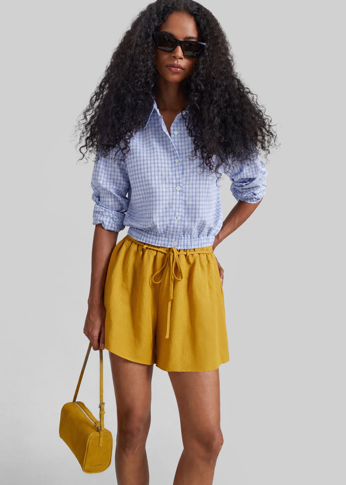 Lison Cropped Shirt - Blue Plaid – view 1 of 9