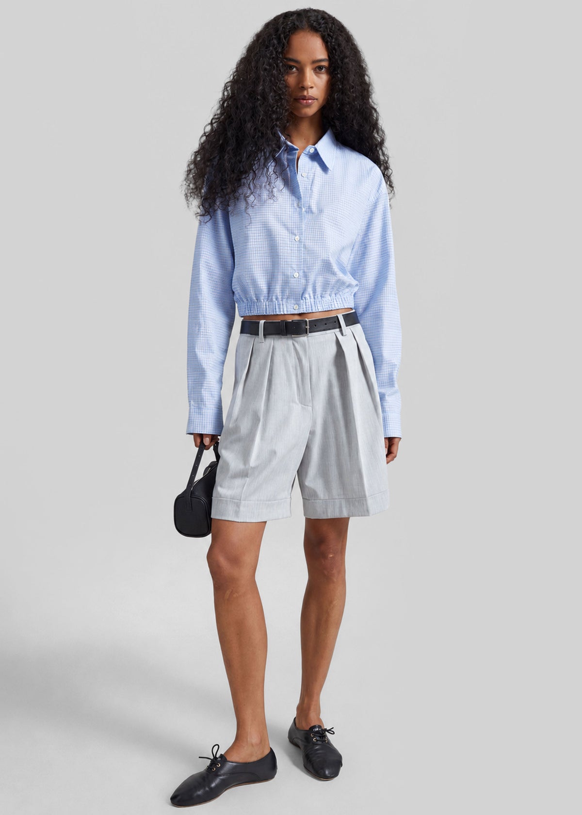 Lison Cropped Shirt - Checked Blue – view 4 of 7