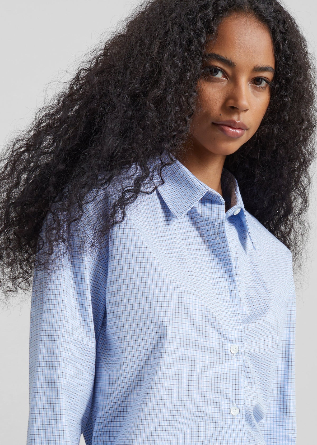 Lison Cropped Shirt - Checked Blue – view 2 of 7