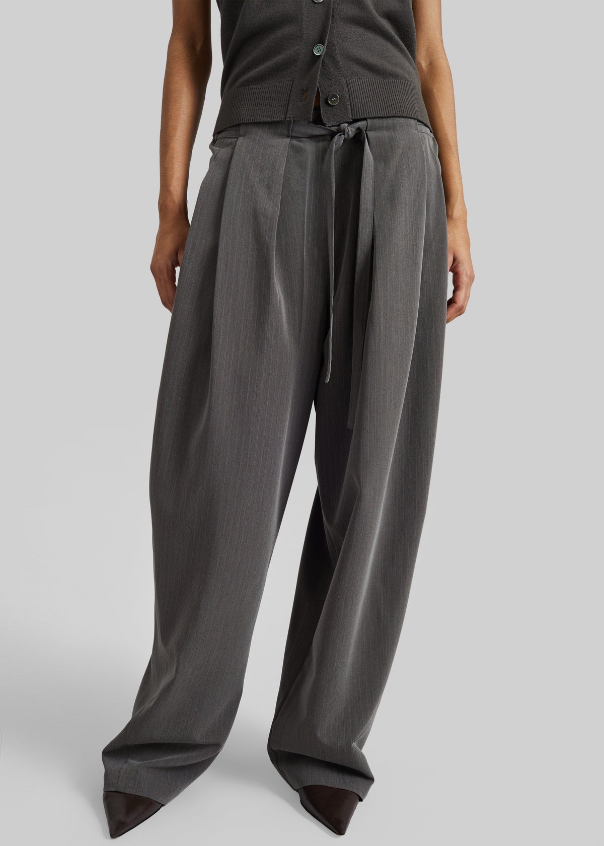 Loire Curved Pants - Charcoal Pinstripe – view 2 of 6