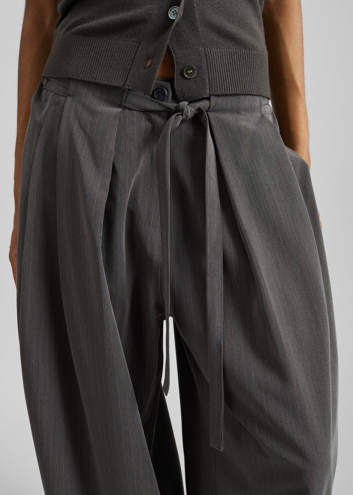 Loire Curved Pants - Charcoal Pinstripe – view 3 of 6
