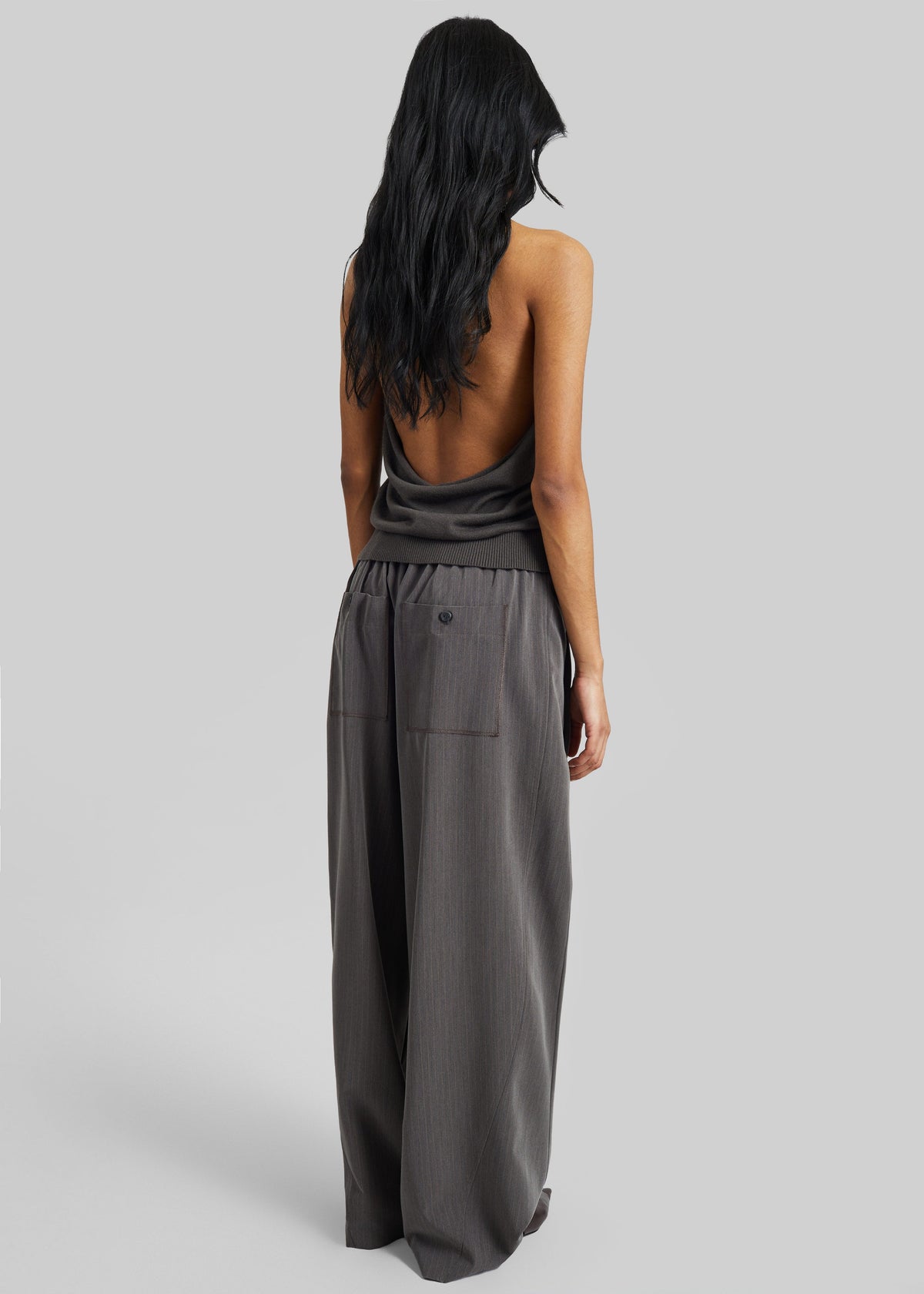 Loire Curved Pants - Charcoal Pinstripe – view 5 of 6