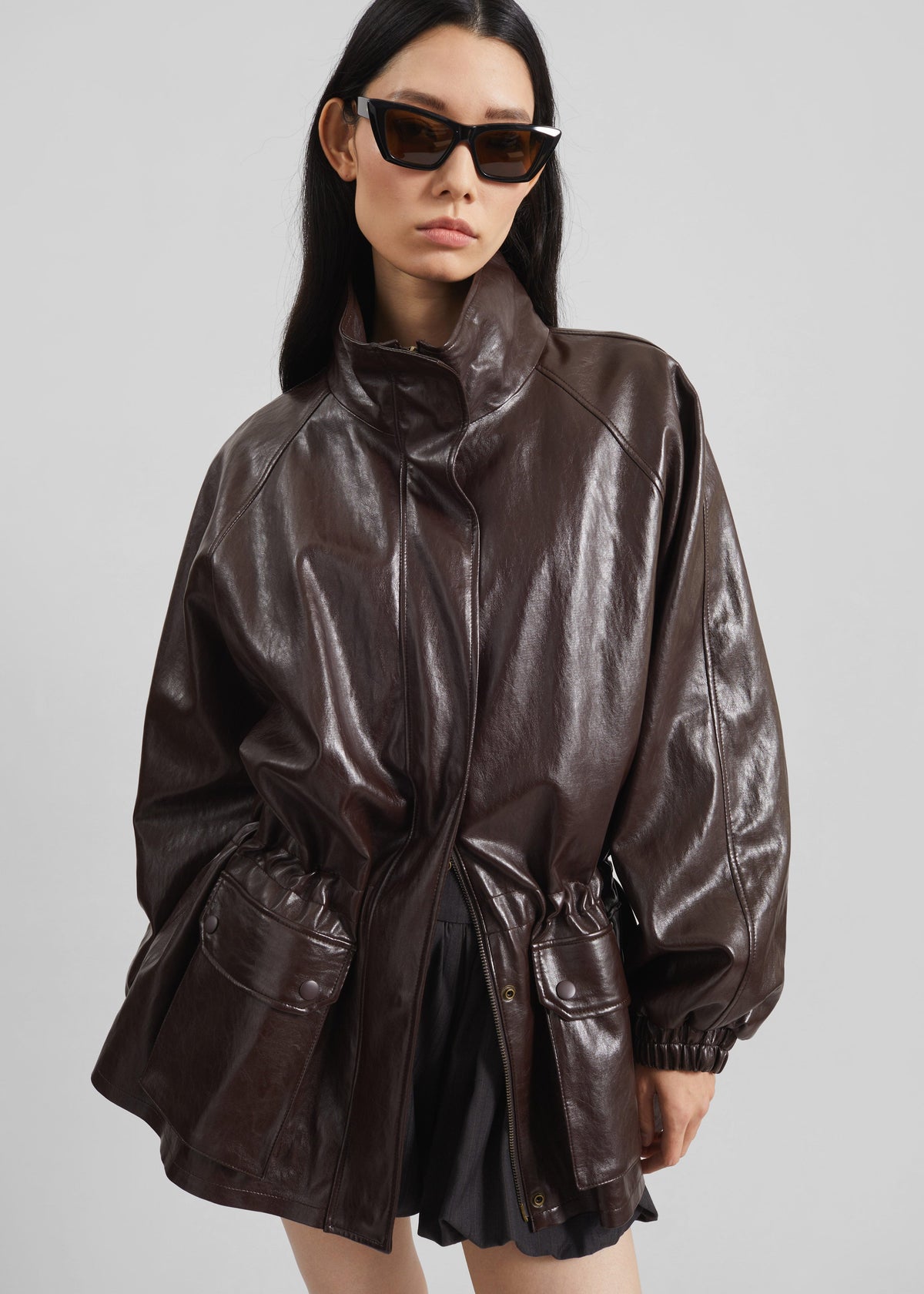 Lommel Faux Leather Jacket - Brown – view 1 of 9