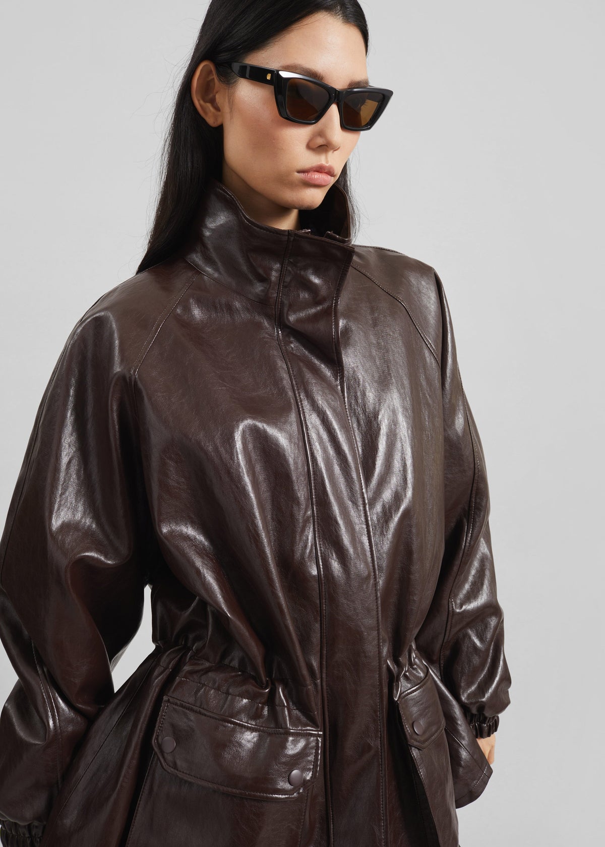 Lommel Faux Leather Jacket - Brown – view 4 of 9