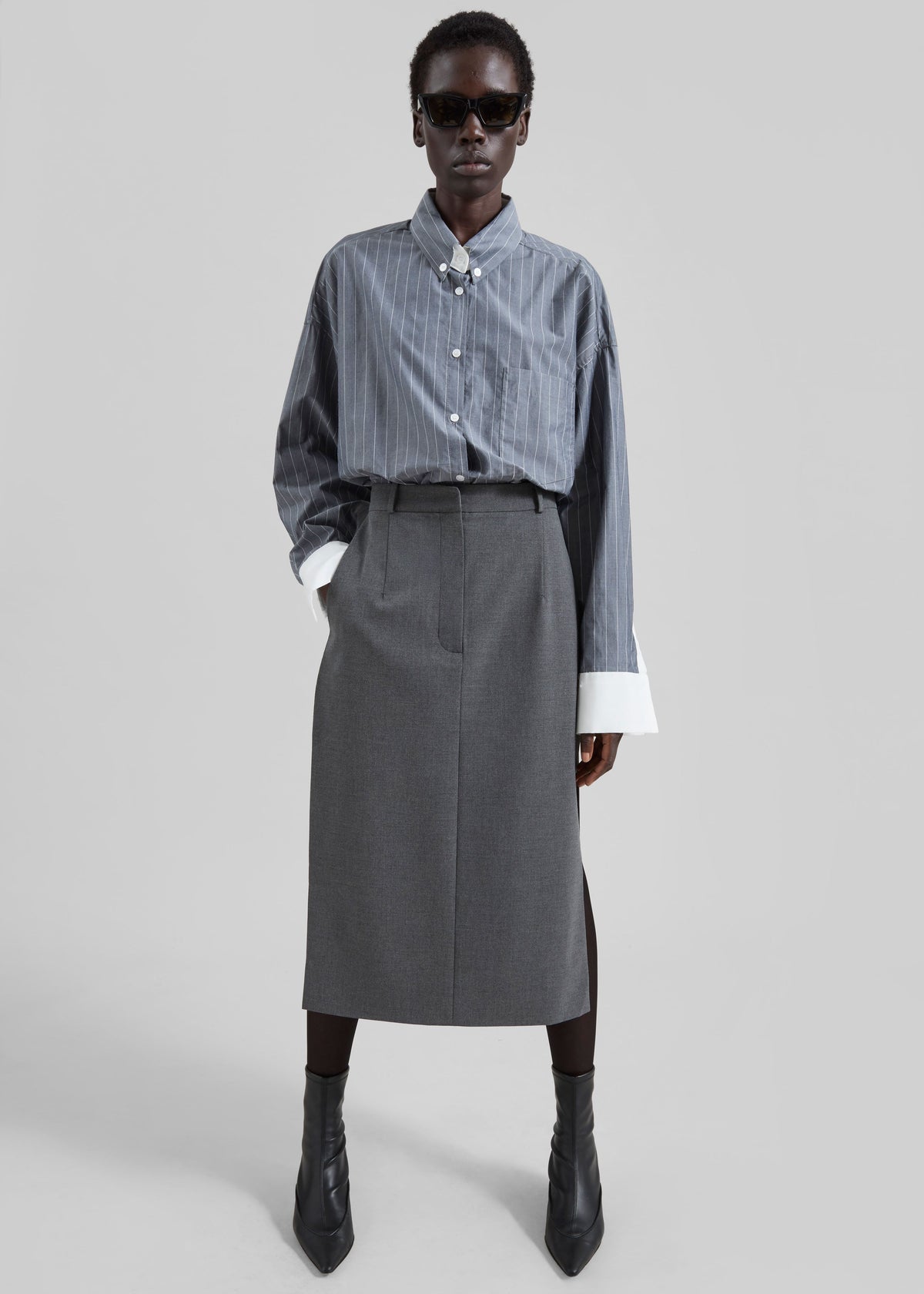 Lorna Shirt - Grey/White Pinstripe – view 5 of 7