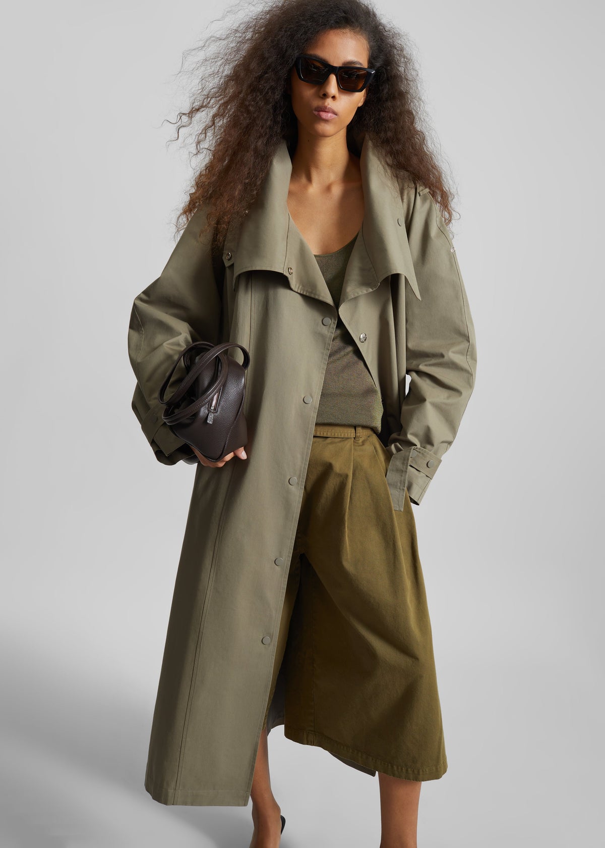 Lottie Wing Collar Trench Coat - Olive – view 3 of 6