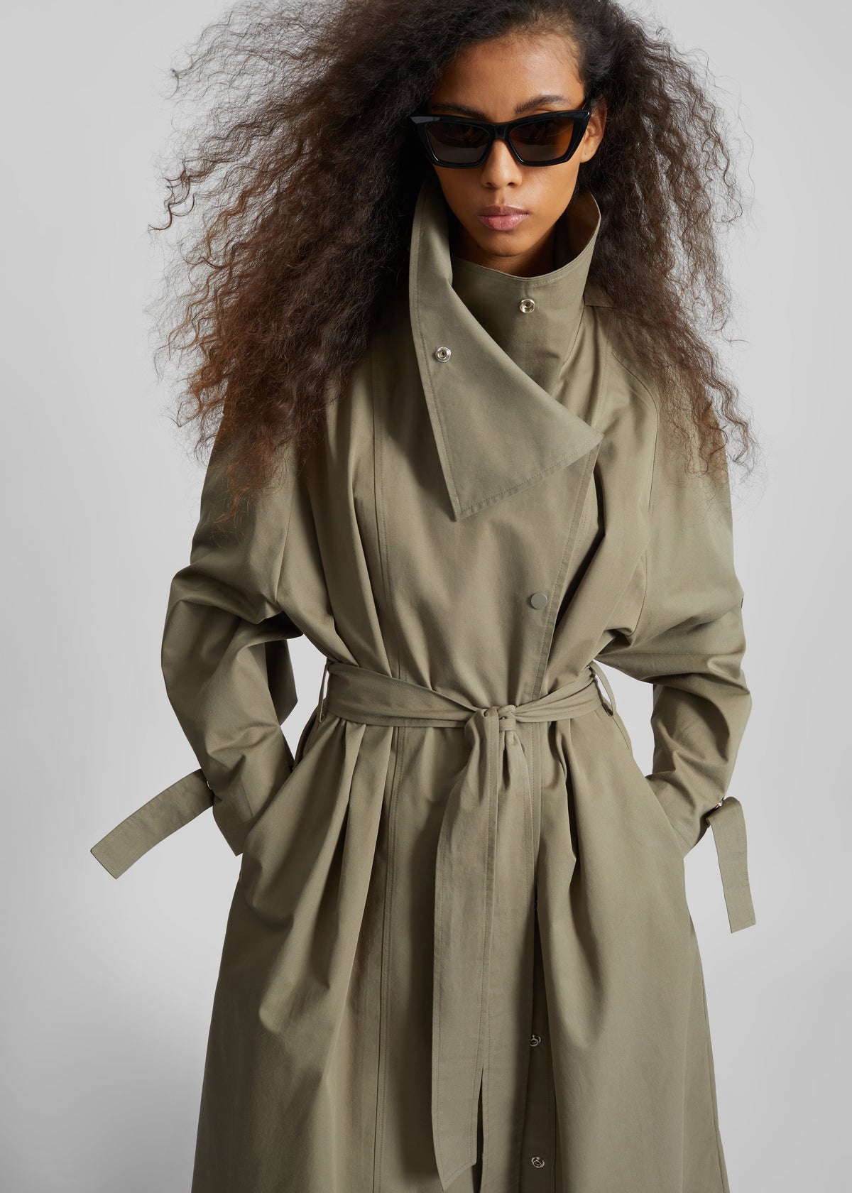Lottie Wing Collar Trench Coat - Olive – view 2 of 6