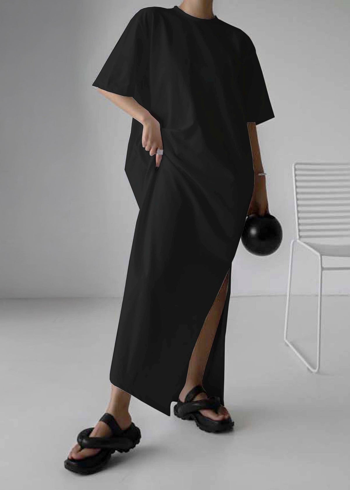 Lou Oversized Tee Dress - Black – view 2 of 9