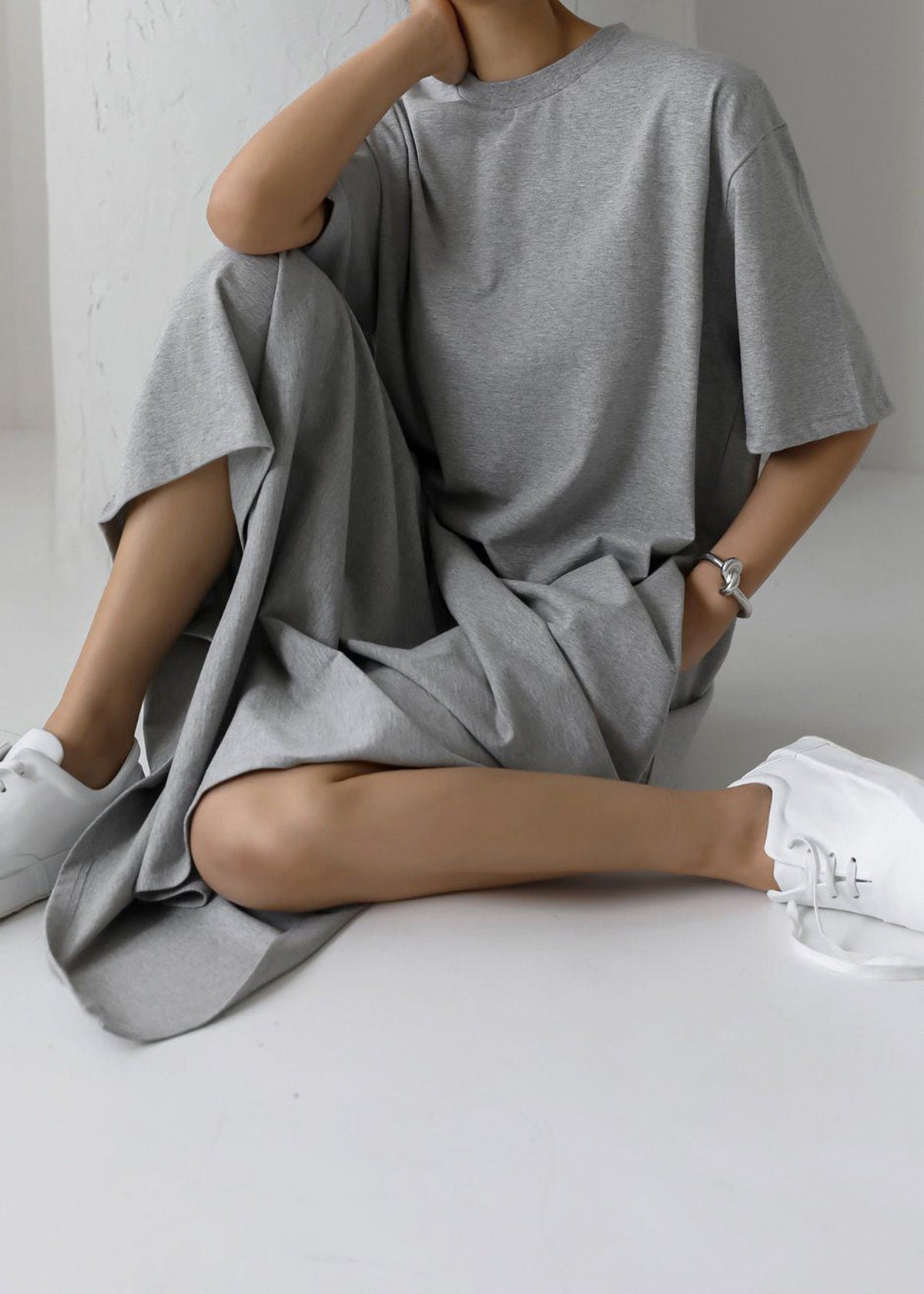 Lou Oversized Tee Dress - Heather Grey – view 2 of 7