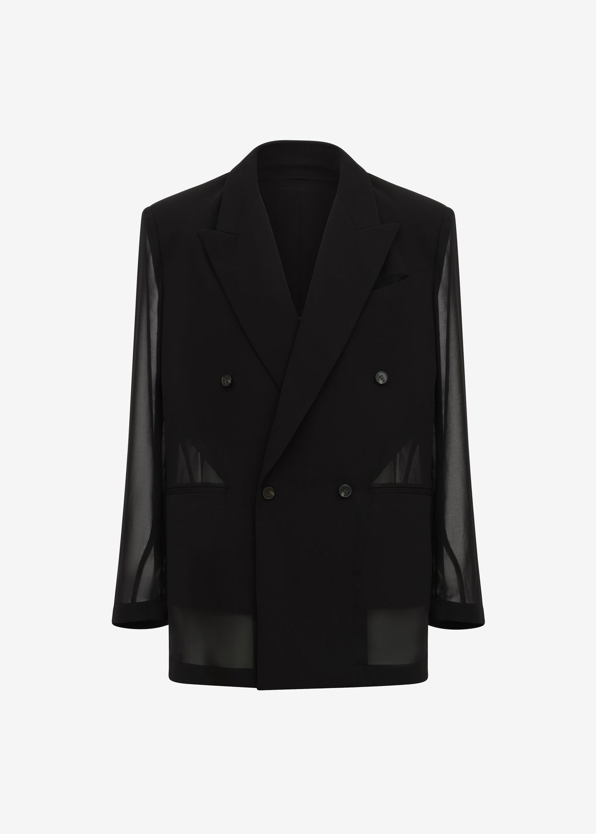 Louis Gabriel Nouchi 4-Button Double-Breasted Sheer Jacket - Black – view 8 of 8