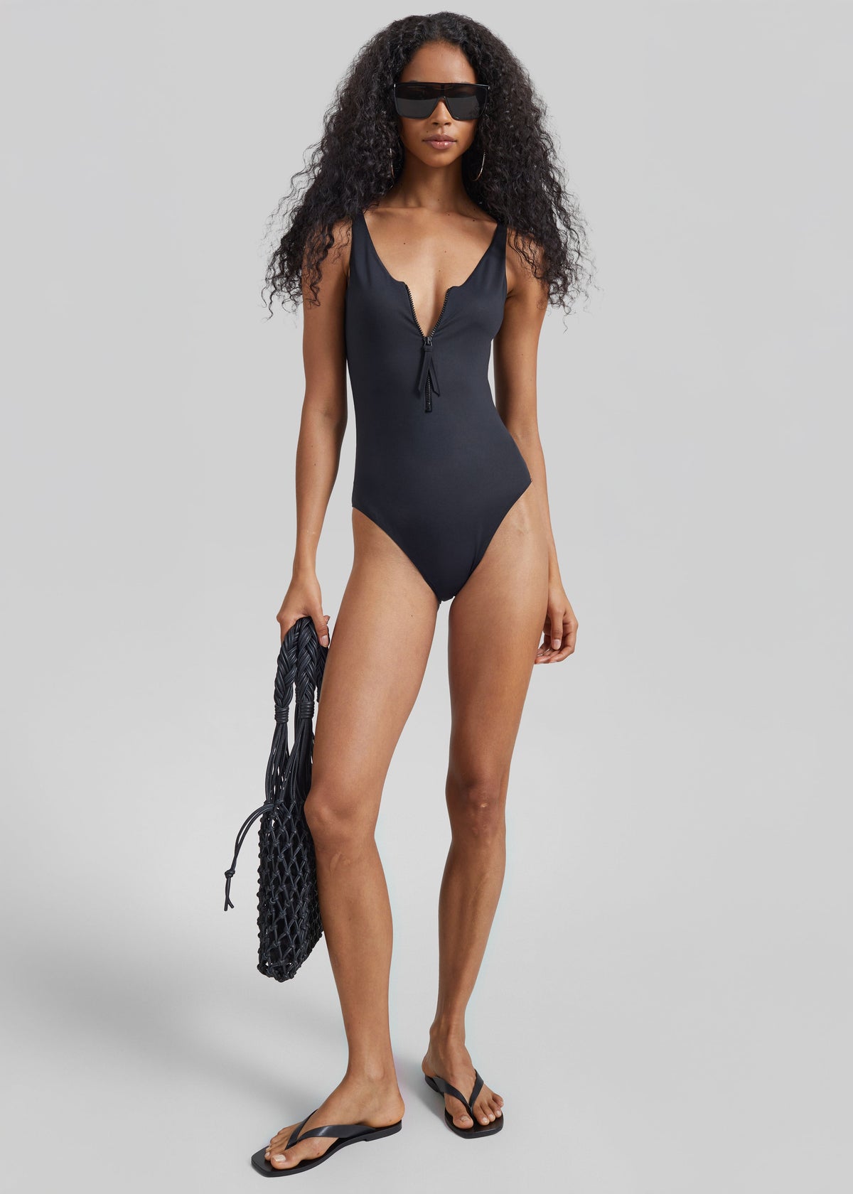Loulou de Saison Balti Classic Zip Swimsuit - Black – view 1 of 5