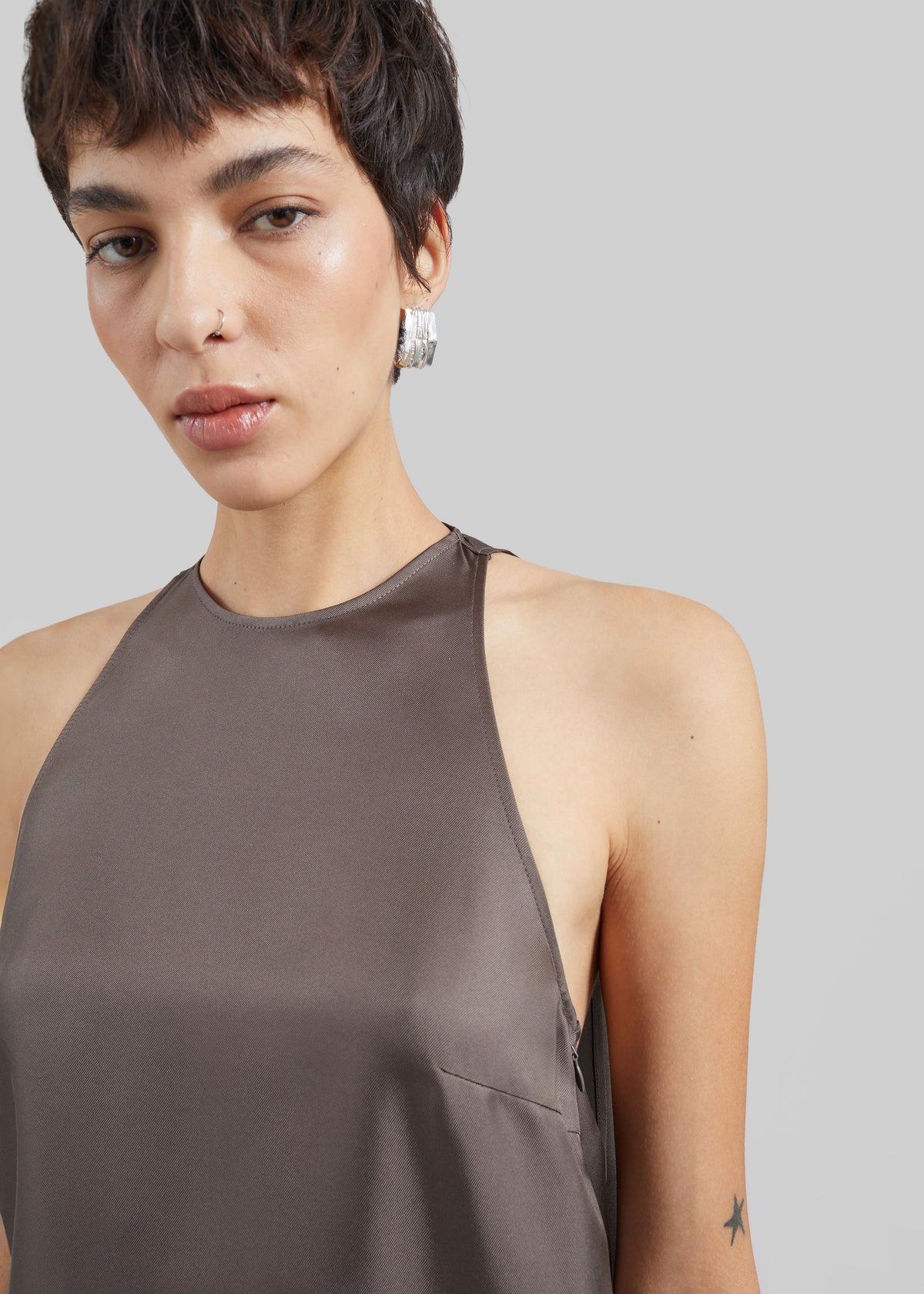 Loulou de Saison Bruna Cape Dress - Dark Brown – view 4 of 7