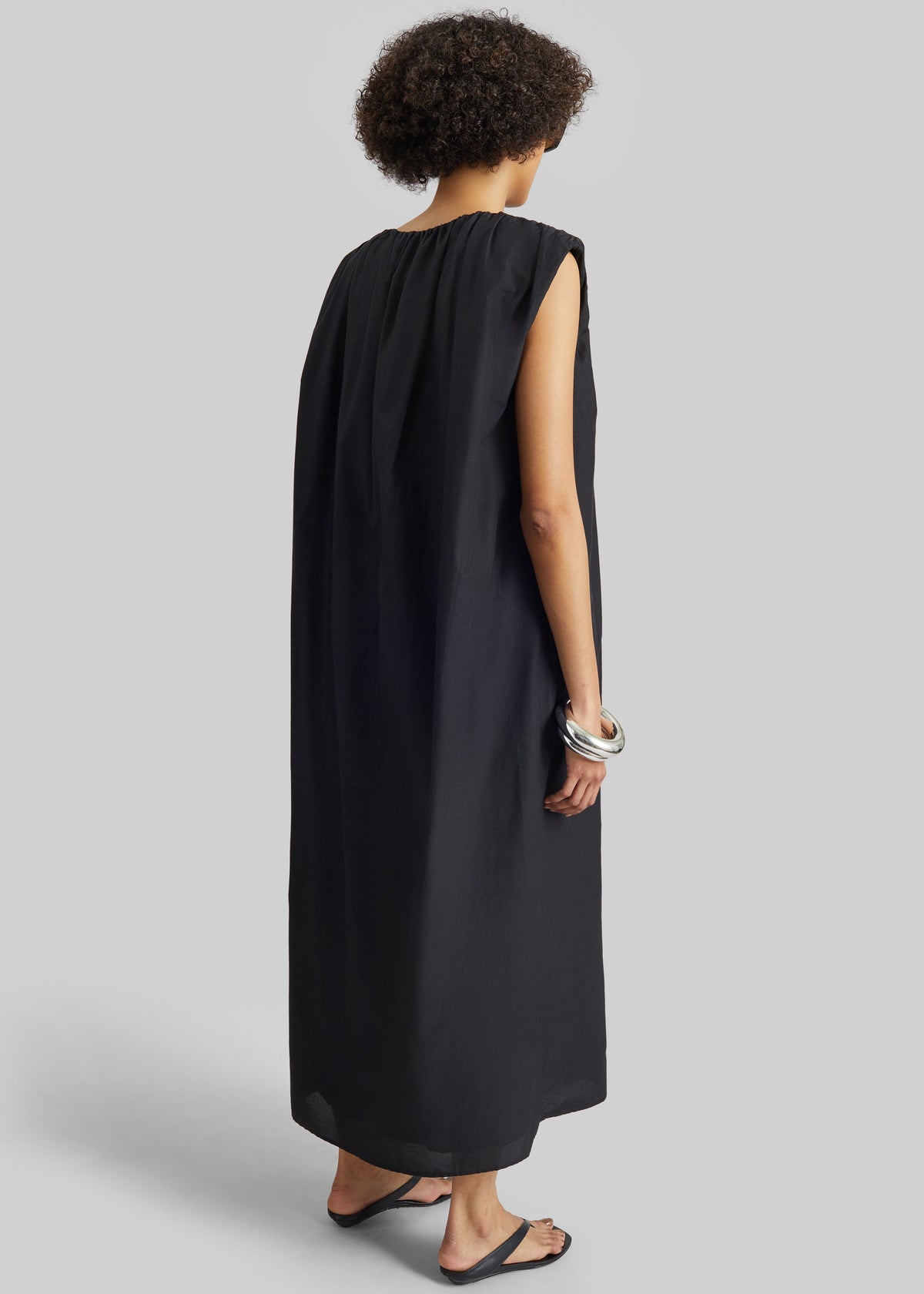 Loulou de Saison Cora Midi Cotton Silk Voile Dress - Black – view 5 of 6