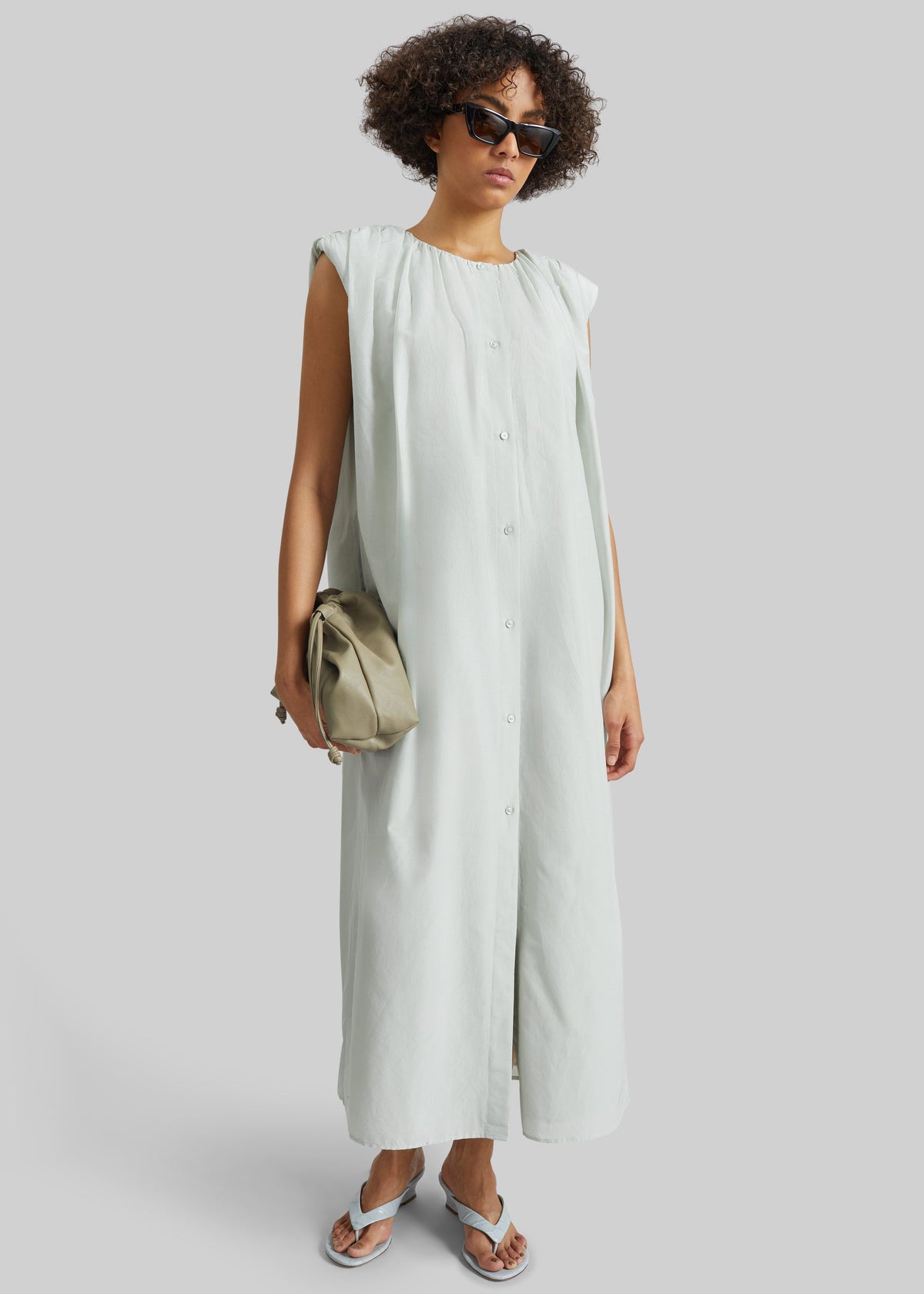 Loulou de Saison Cora Midi Cotton Silk Voile Dress - Mist – view 2 of 5