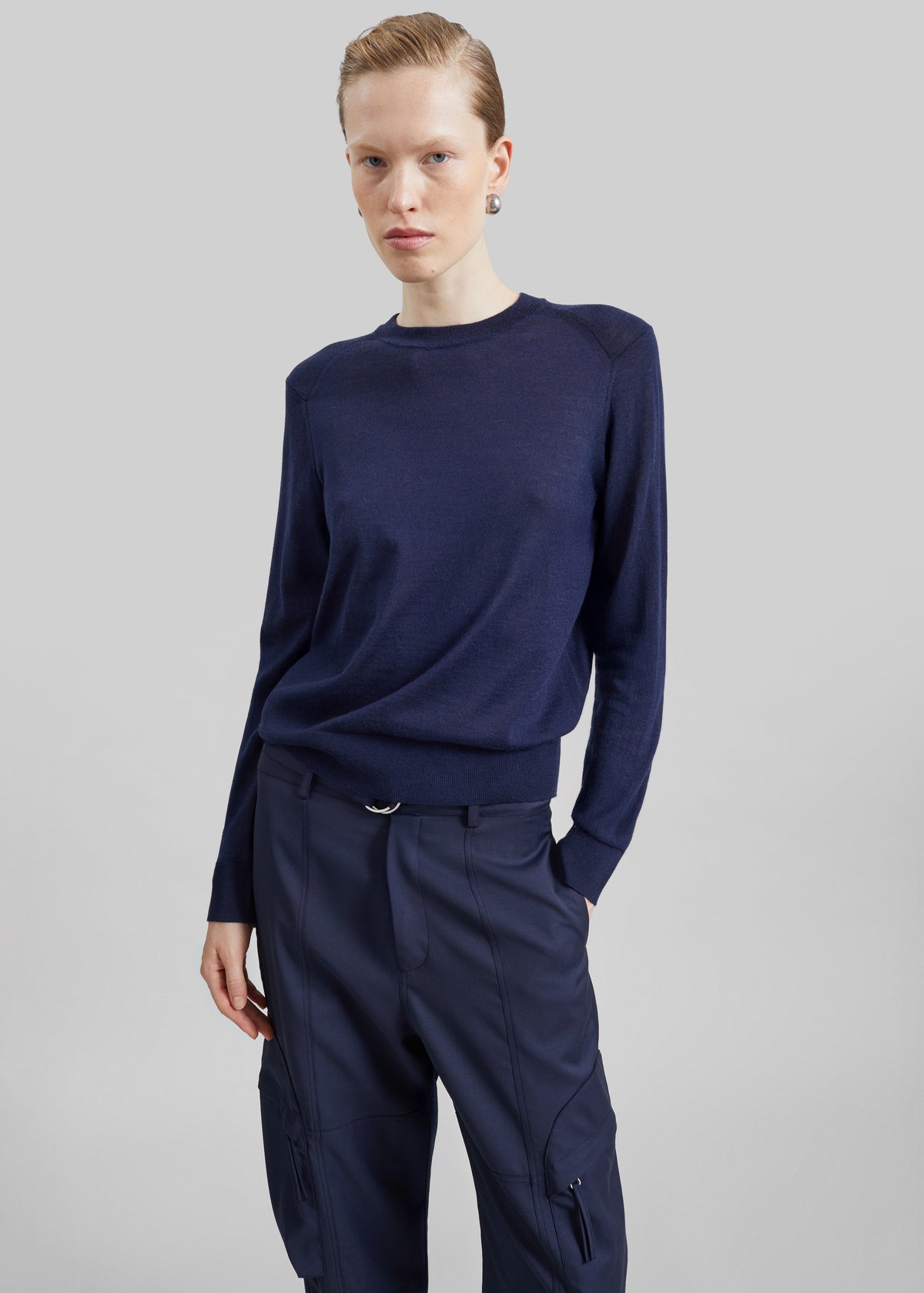 Loulou de Saison Ditto Fine Knit Cashmere Sweater - Navy – view 1 of 5