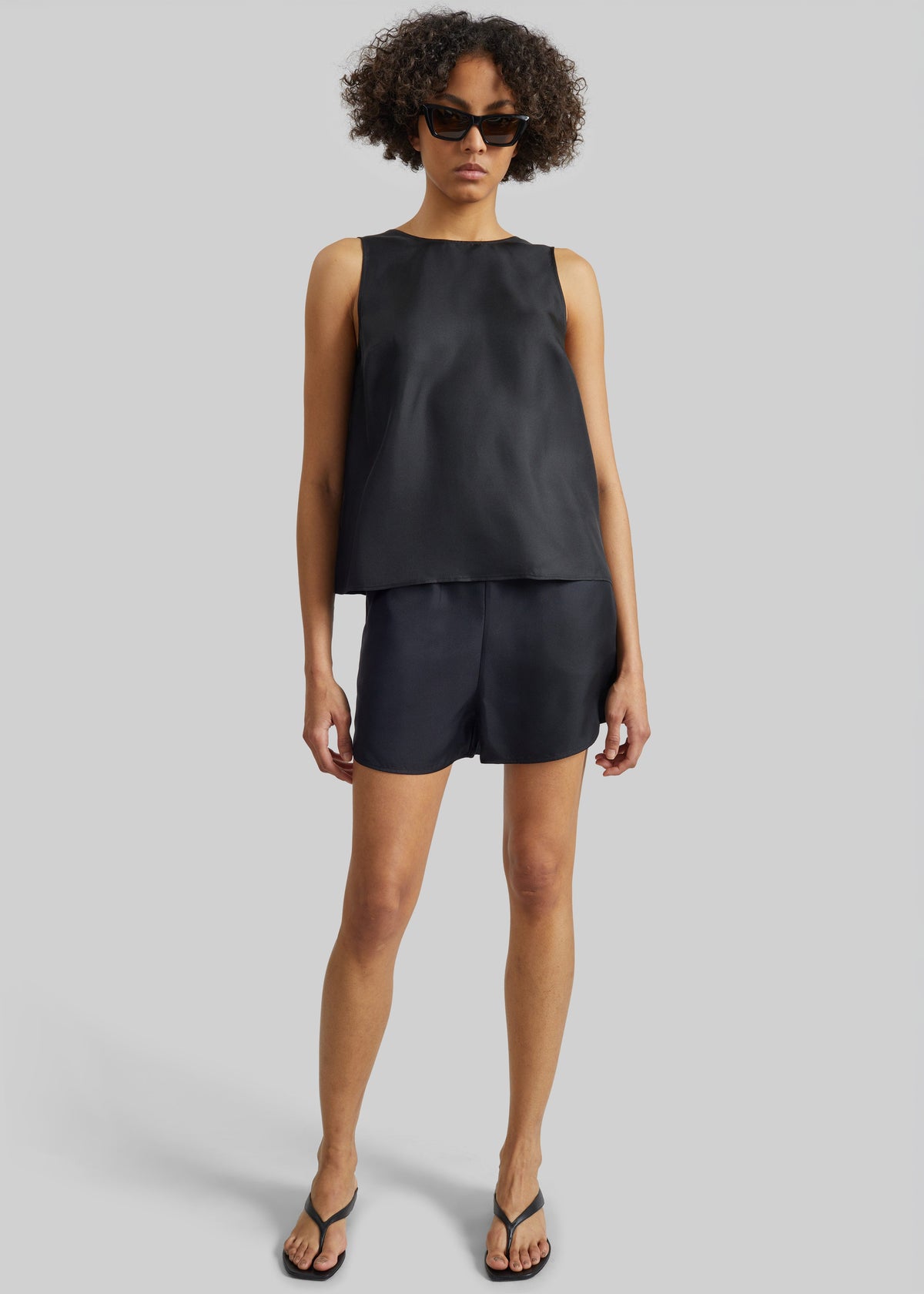 Loulou de Saison Gema Sleeveless Silk Top - Black – view 4 of 6