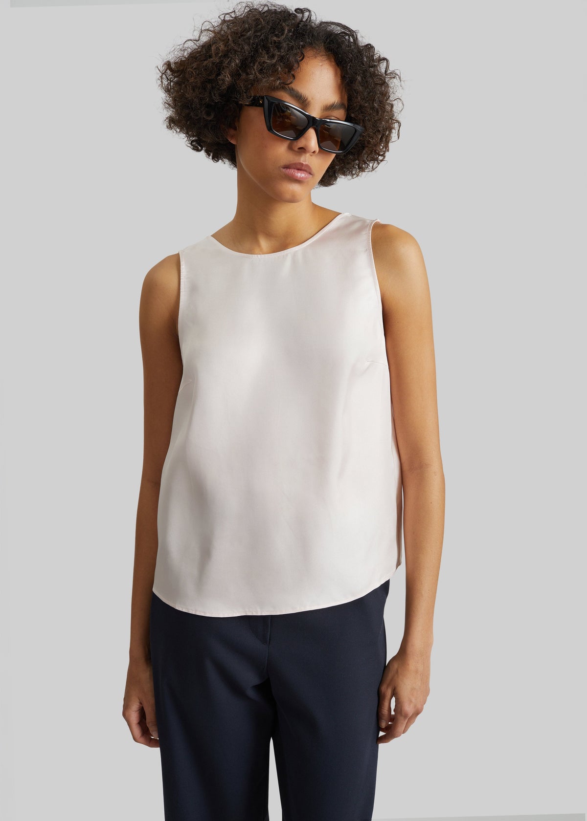 Loulou de Saison Gema Sleeveless Silk Top - Light Pink – view 1 of 5