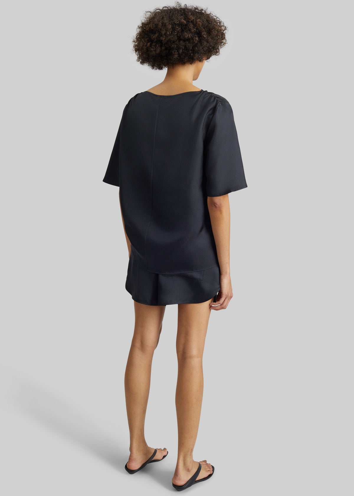 Loulou de Saison Mano Asymmetric Silk Top - Black – view 6 of 7