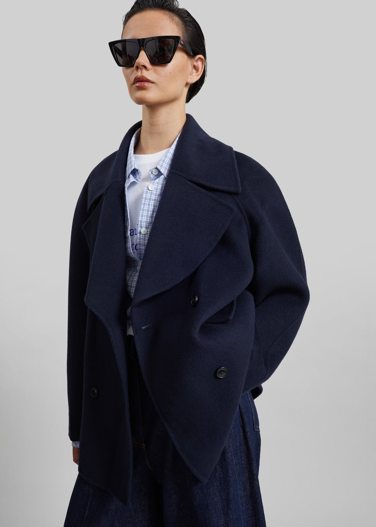 Loulou de Saison Neil Double Breasted Jacket - Navy Melange – view 5 of 7