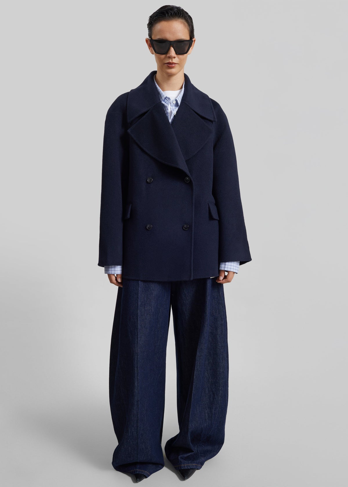 Loulou de Saison Neil Double Breasted Jacket - Navy Melange – view 1 of 7
