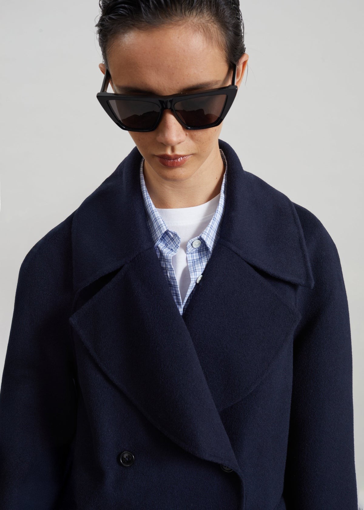 Loulou de Saison Neil Double Breasted Jacket - Navy Melange – view 3 of 7