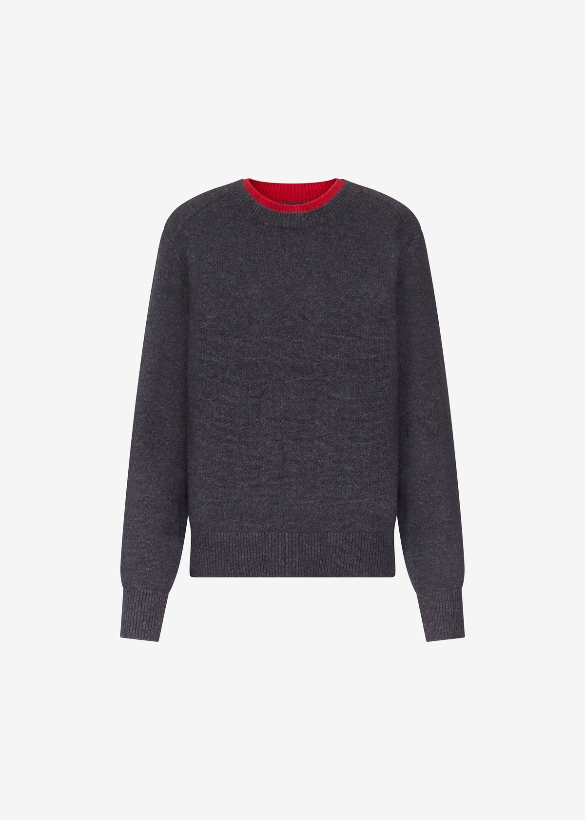 Loulou de Saison Otis Contrast Collar Sweater - Charcoal/Red – view 7 of 7