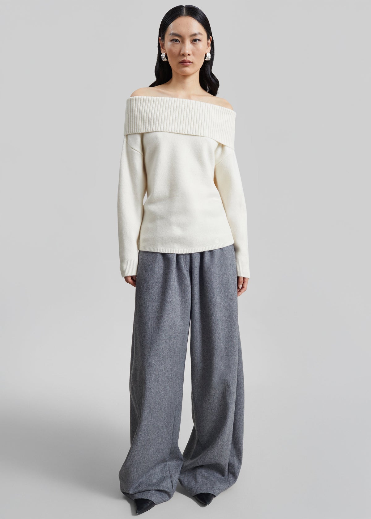 Loulou de Saison Sibyl Off-Shoulder Sweater - Ivory – view 2 of 6