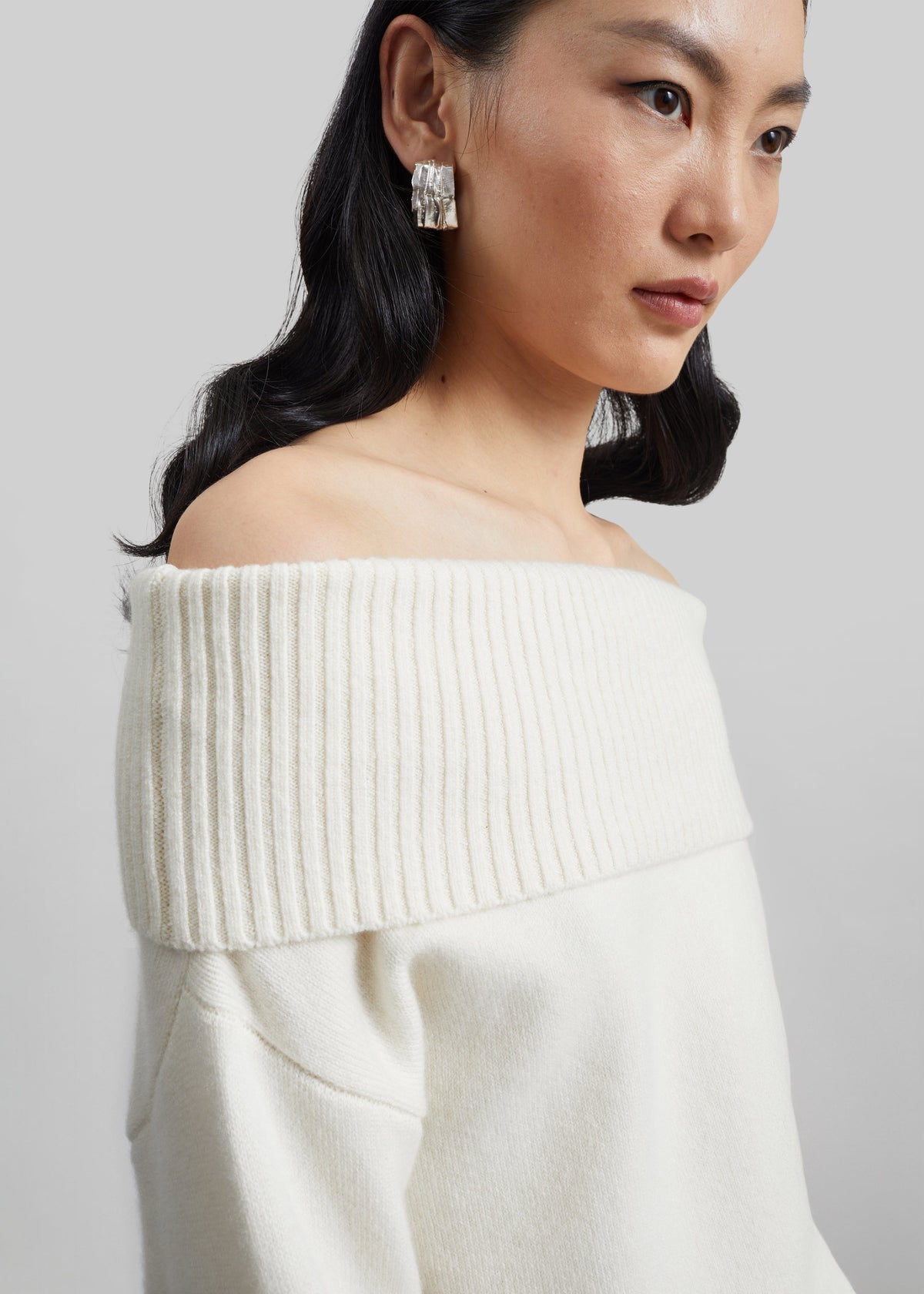 Loulou de Saison Sibyl Off-Shoulder Sweater - Ivory – view 3 of 6