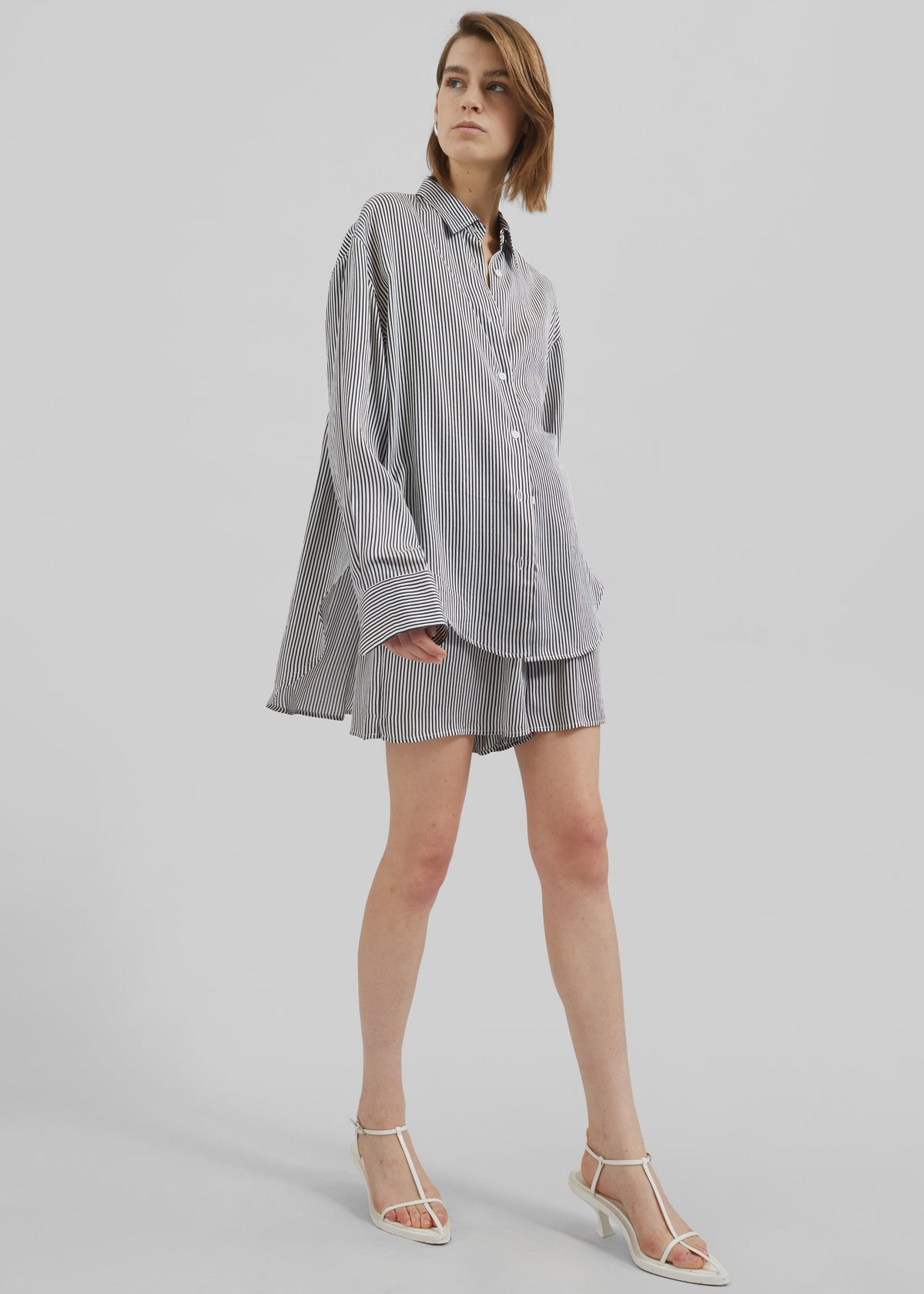 Lui Striped Silk Shirt - Black/White Stripe – view 7 of 9