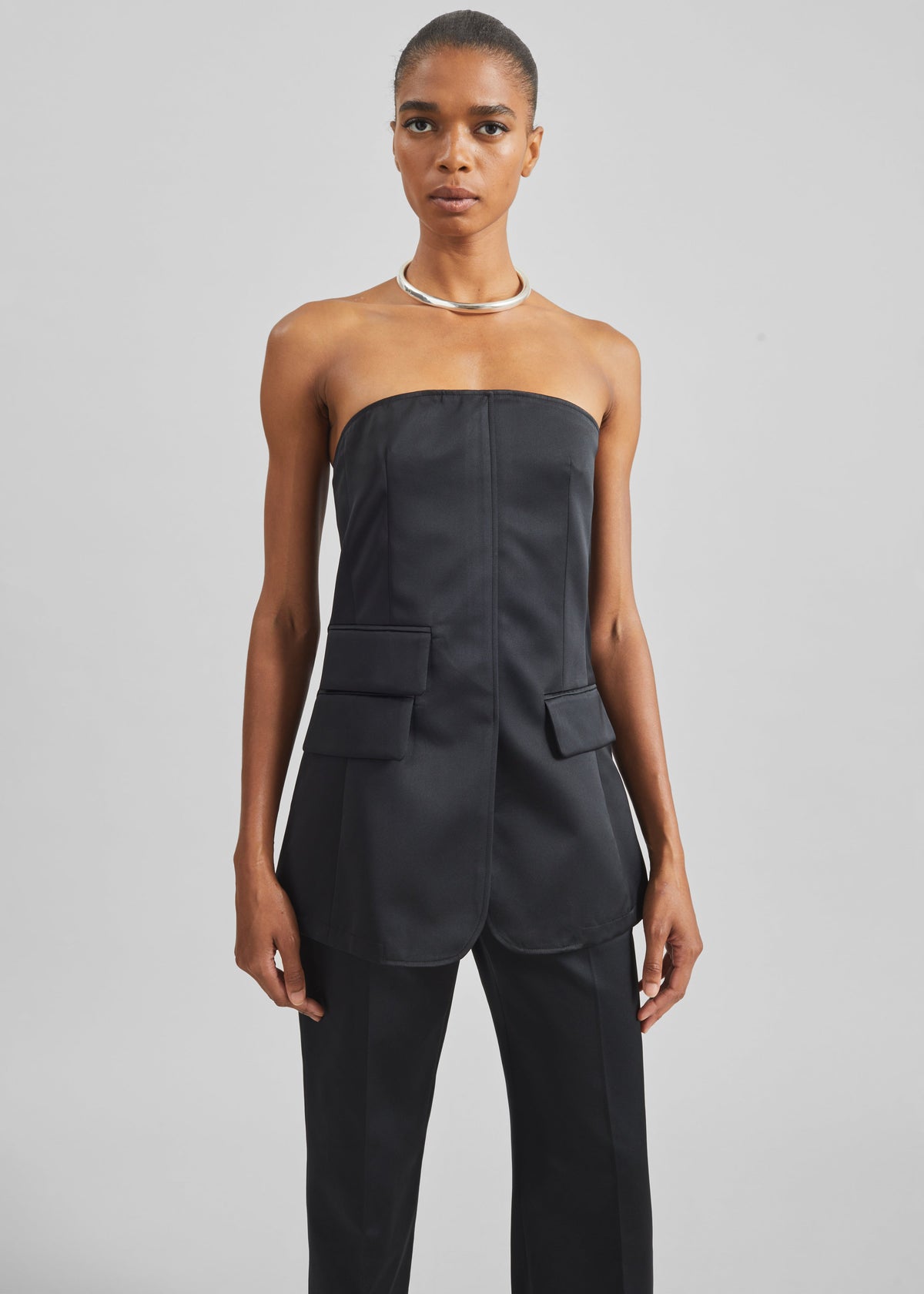 Luma Satin Bustier - Black – view 1 of 5